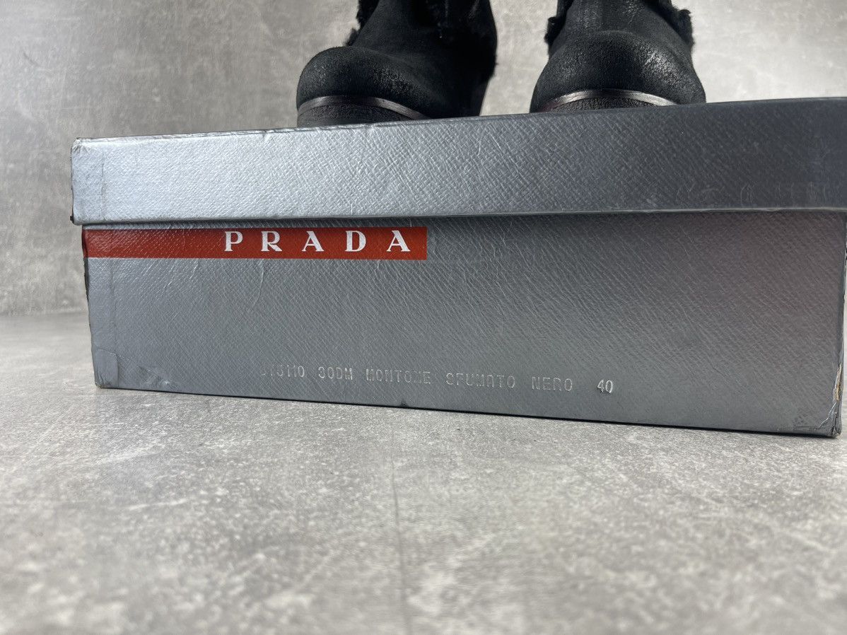 Prada Prada Vintage Shearling Ankle Boots Black Leather Size 40 Size US 10 / IT 40 - 14 Thumbnail