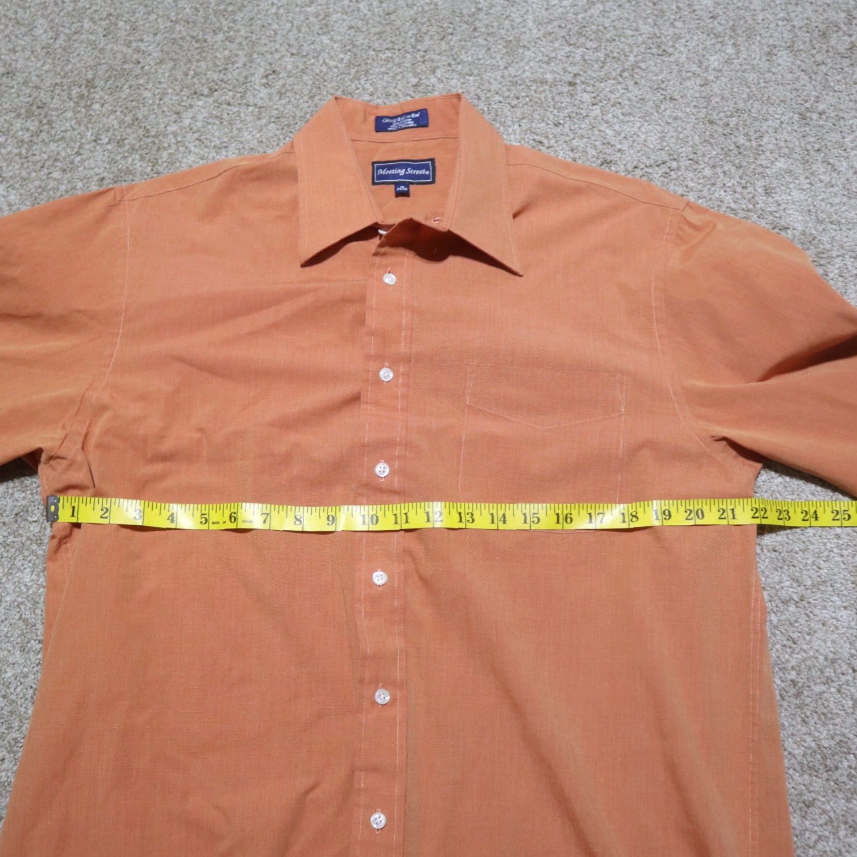 Vintage Meeting Street Shirt Men 16 34/35 Orange Button-Down Long Sleeve Cotton Blend Check Vintage? No Size 42R - 4 Thumbnail