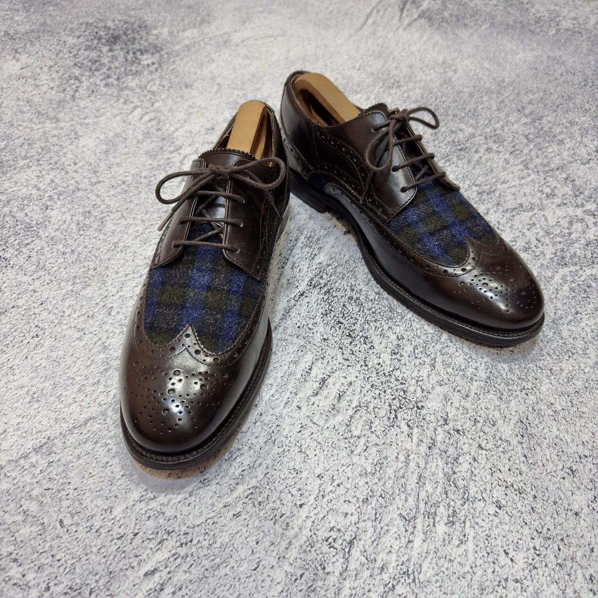 Abraham Moon & Sons × Handmade × Tommy Hilfiger Tommy Hilfiger&Abraham Moon Astor 1A Leather Tweed Brogues Size US 9 / EU 42 - 3 Thumbnail