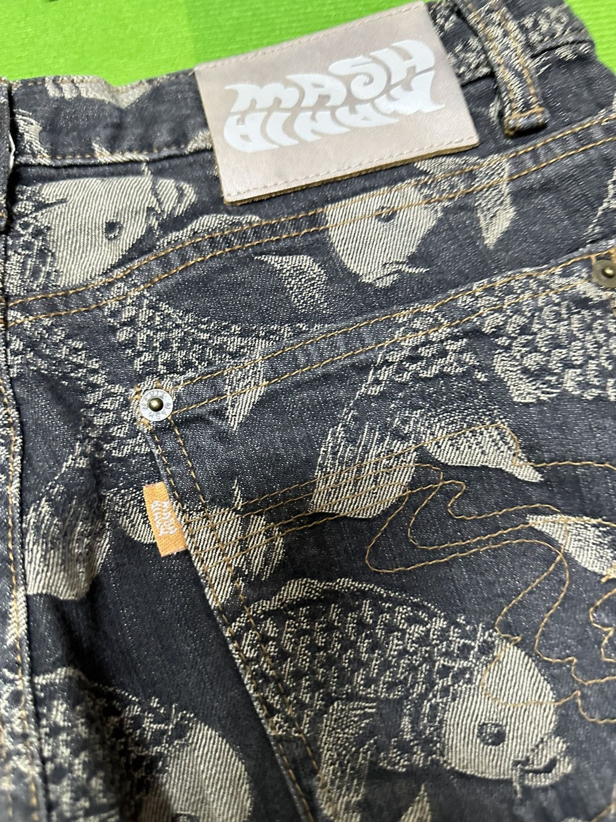 Japanese Brand Mash mania overprint Koi fish flair jeans Size US 32 / EU 48 - 5 Thumbnail