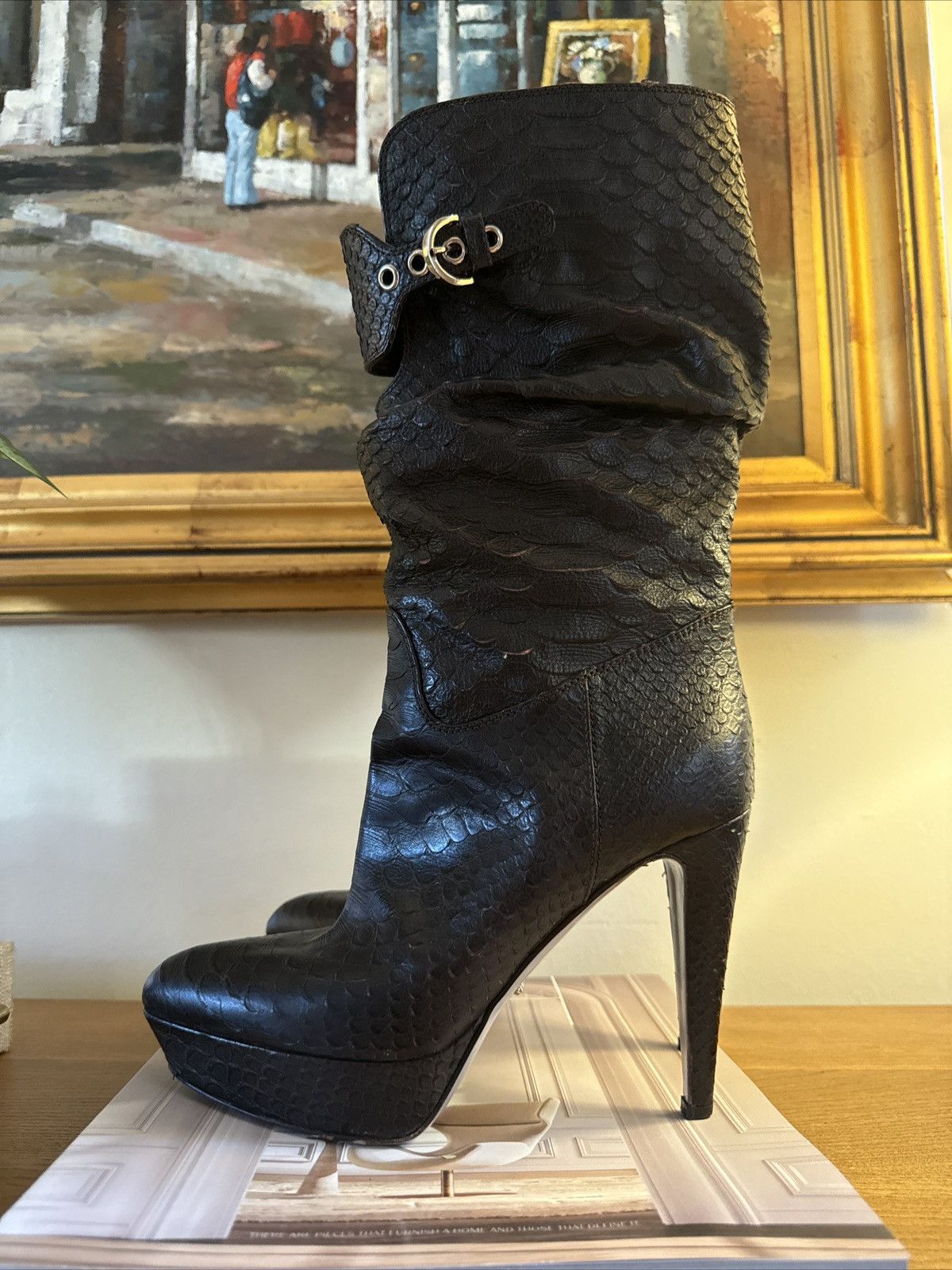 Sergio Rossi Sergio Rossi Made in Italy Snake Skin Platform Boot Size 37 Size US 7 / IT 37 - 1 Thumbnail