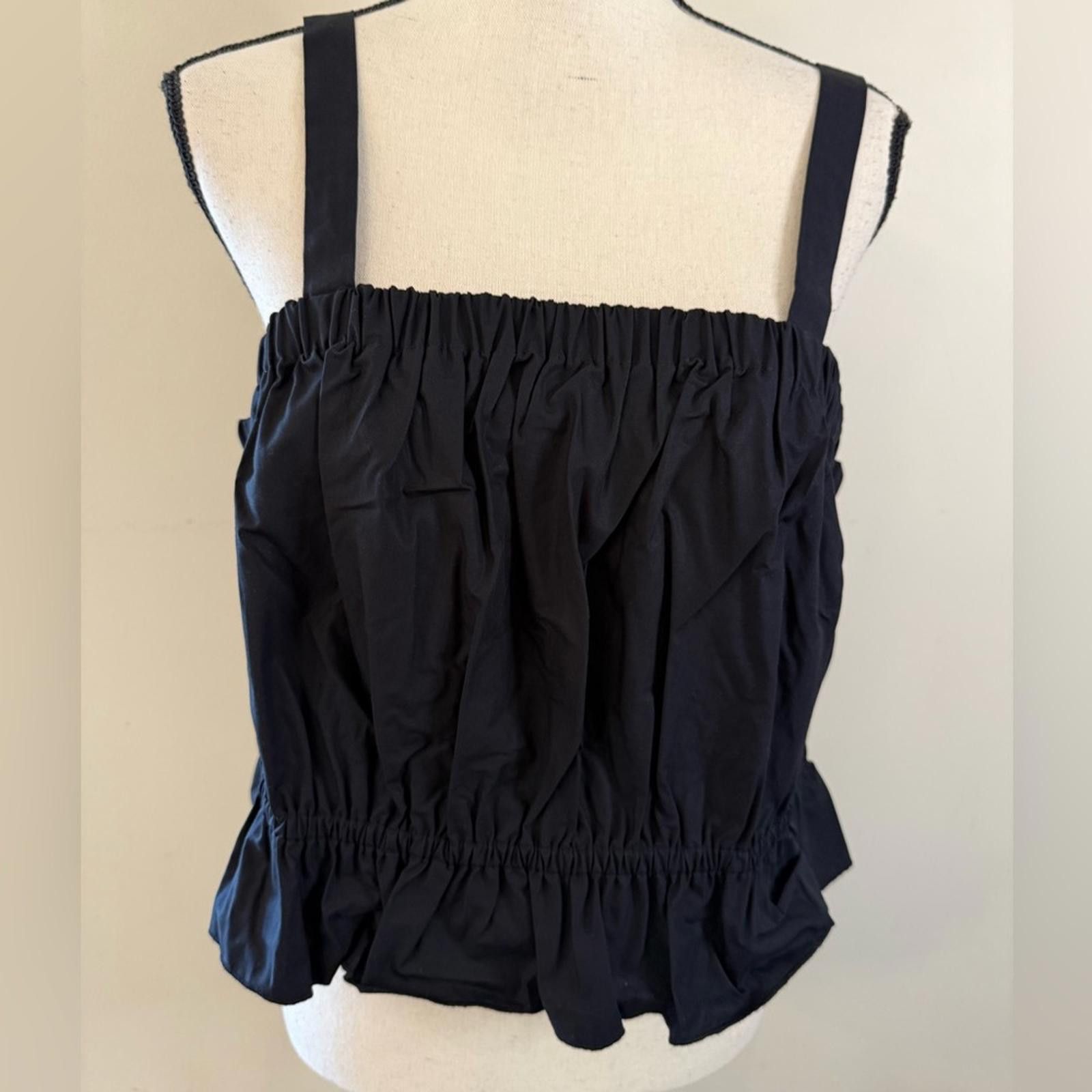 Other Banana Republic Factory ruffled black crop top ruching SZ LG Size L / US 10 / IT 46 - 1 Thumbnail