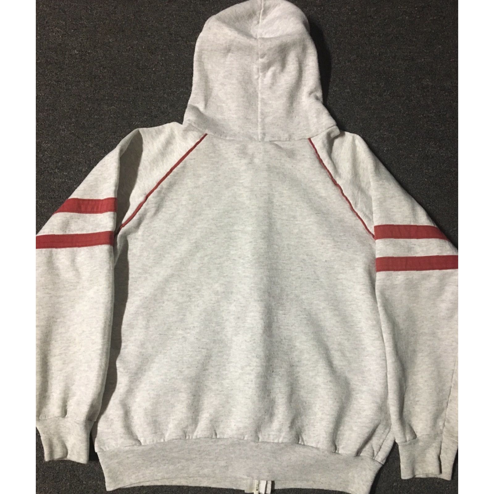 Nautica VINTAGE Nautical 80s Monterey Sailing faded Zip Hoodie M Gray Striped Surf Skate Beach Grunge USA 80s 90s Flashback Mens Zip Hoodie Size US M / EU 48-50 / 2 - 6 Thumbnail