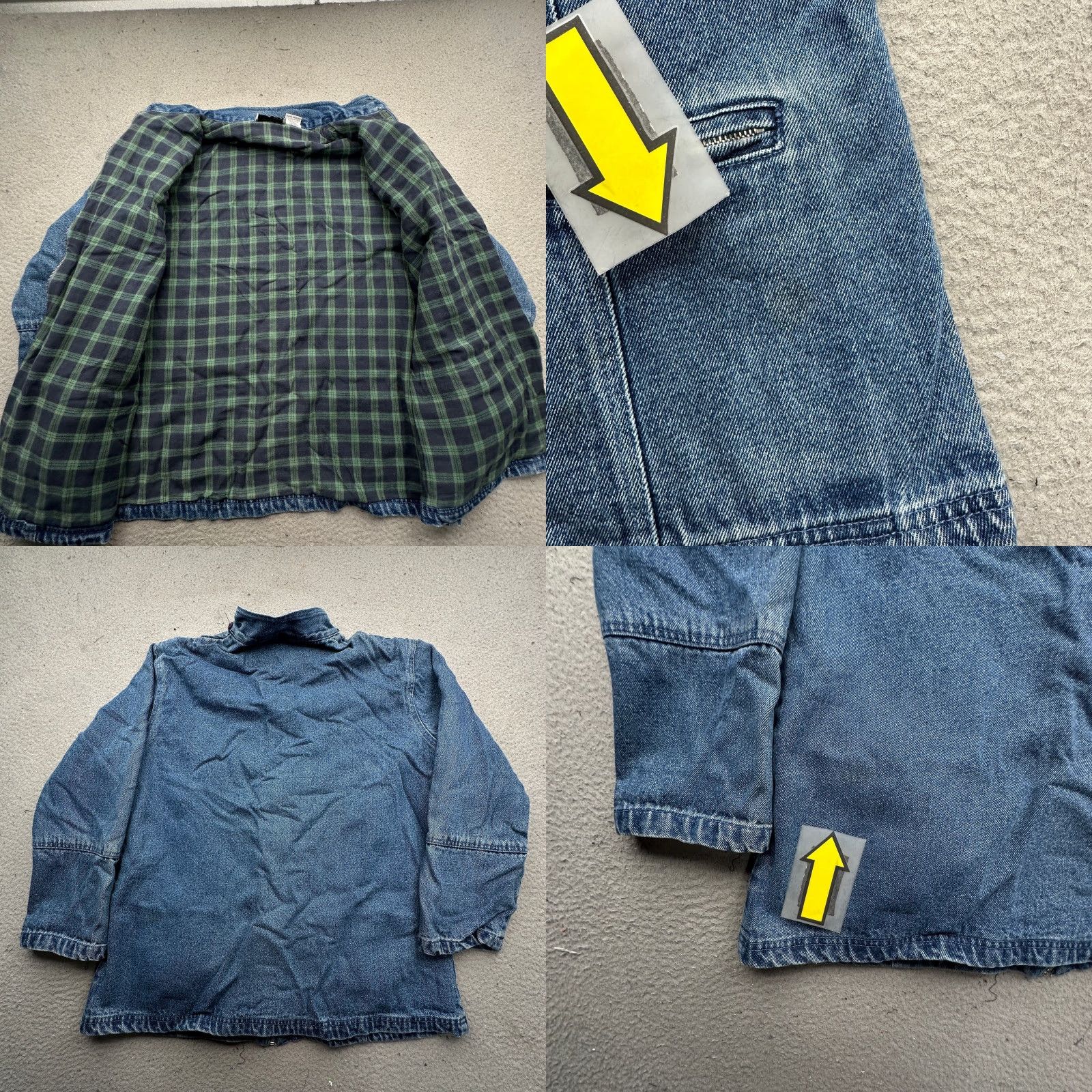 Denime VINTAGE North Style Denim Jean Zip Coat Jacket Womens Medium Flannel Lined Jacket, Blue, 90s, Casual, Workwear, Fall Winter, M, Womens Size 32" / US 10 / IT 46 - 8 Thumbnail