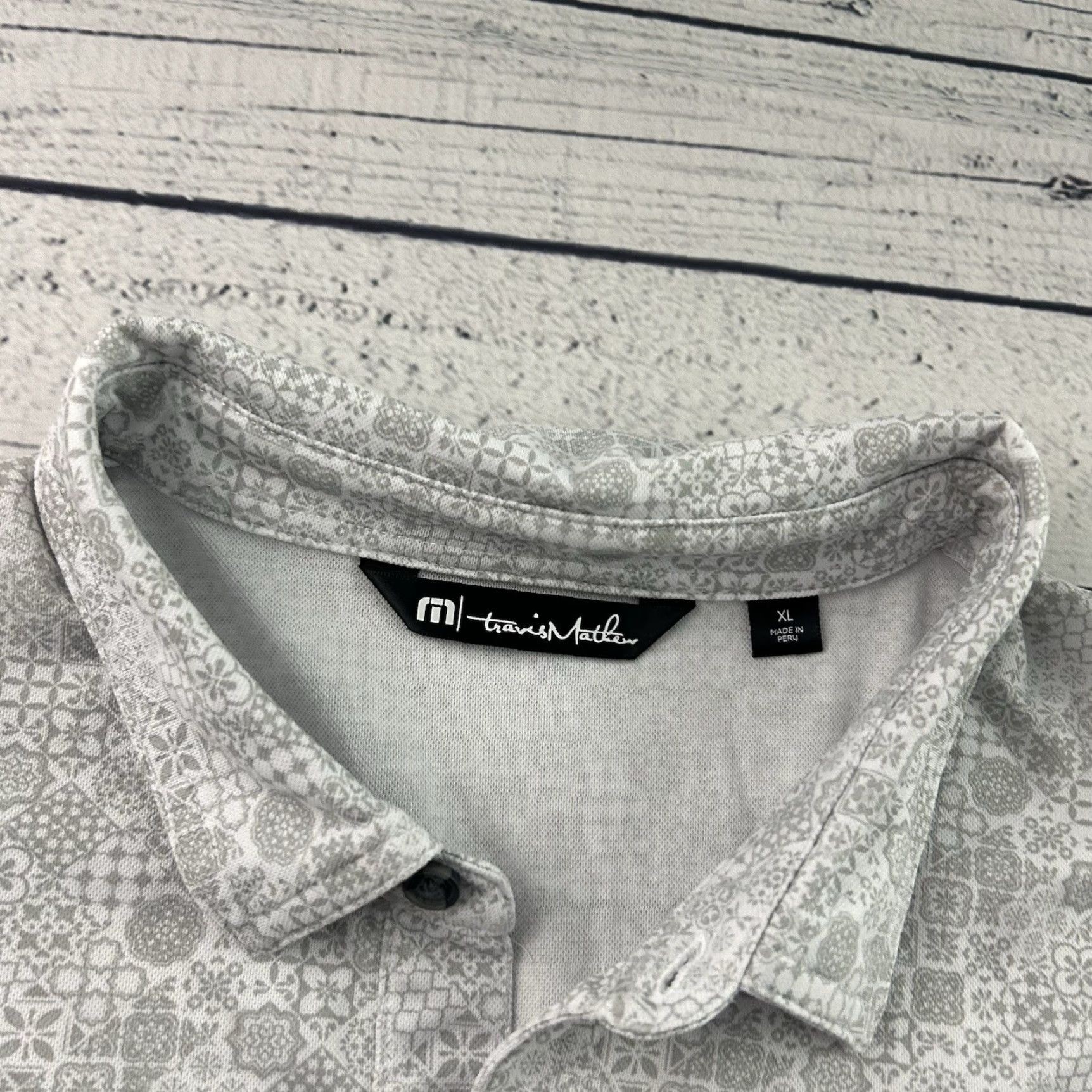 TravisMathew Travis Mathew Moroccan Print Short Sleeve Golf Polo Shirt Men's XL Gray Size US XL / EU 56 / 4 - 2 Thumbnail
