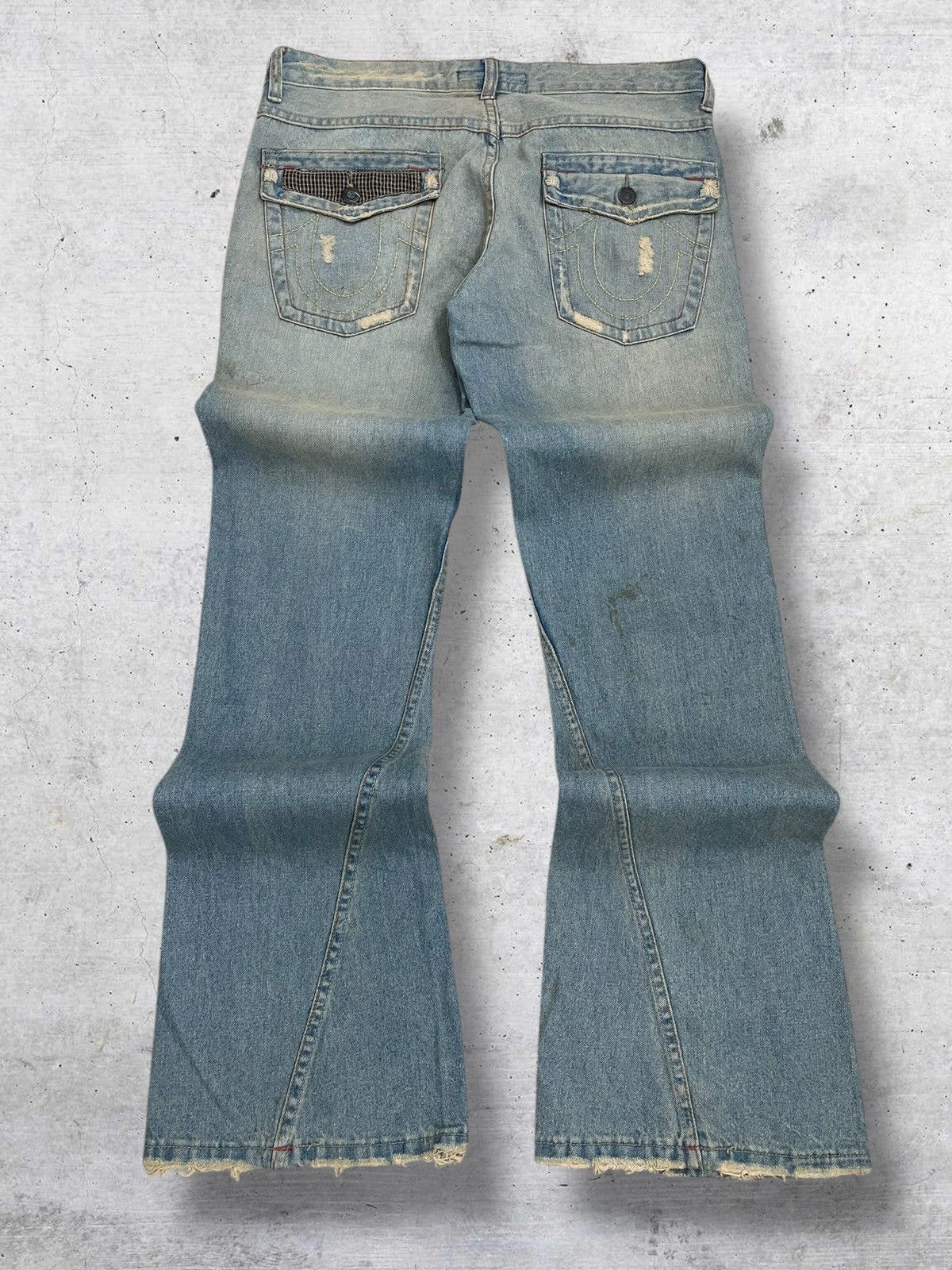 Tornado Mart VINTAGE FANCY CRAFTED JAPAN DESIGNER 90S RIPPED DENIM FLARED Size US 32 / EU 48 - 11 Thumbnail
