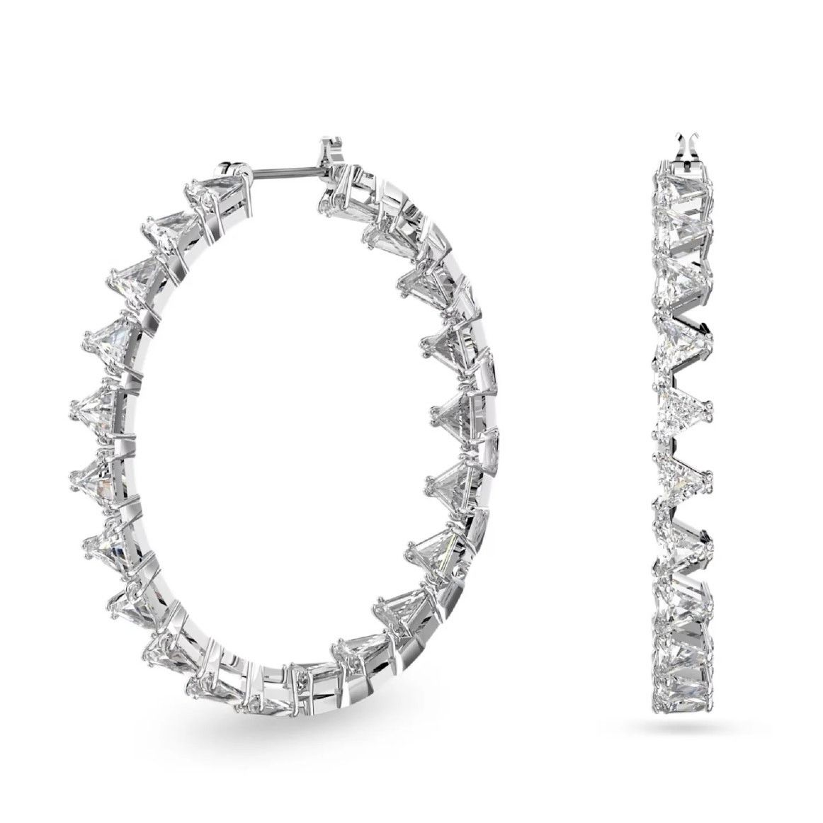 Swarovski Millenia Hoop Earrings Triangle Zirconia White