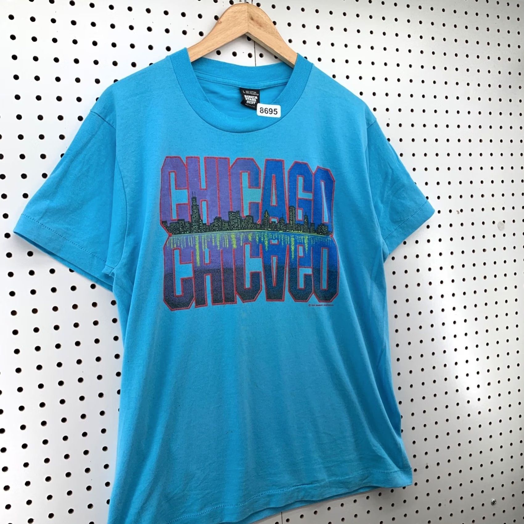 Vintage VINTAGE Chicago Skyline Shirt Blue Large Mens 80s 90s Single Stitch Crew Neck Short Sleeve USA Screen Stars T-Shirt Size US L / EU 52-54 / 3 - 3 Thumbnail