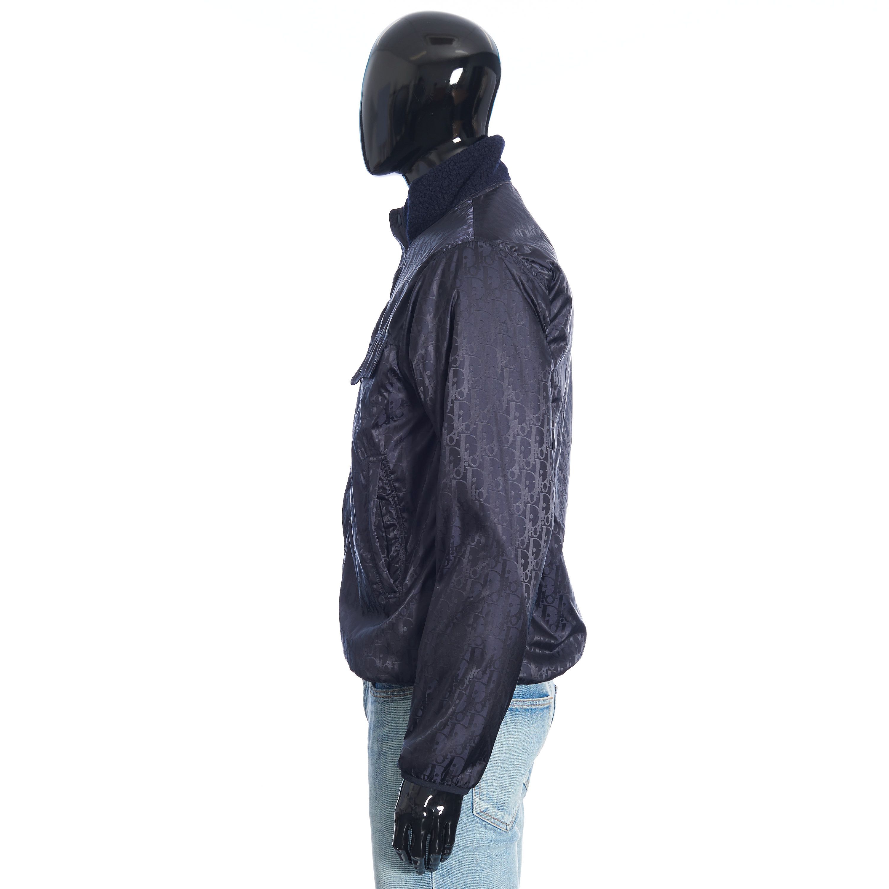 Reversible Dior Oblique Blouson In Navy Blue Wool Fleece