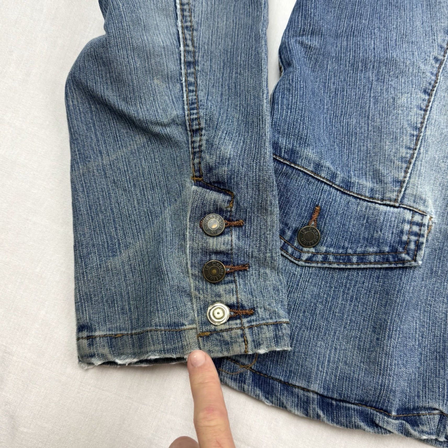 Denime VINTAGE Connection 18 Denim Jacket Women's M Blue Hipster 90s Y2K Grunge Punk Jacket Womens Medium Blue Hipster 90s Y2K Fashion Size M / US 6-8 / IT 42-44 - 3 Thumbnail