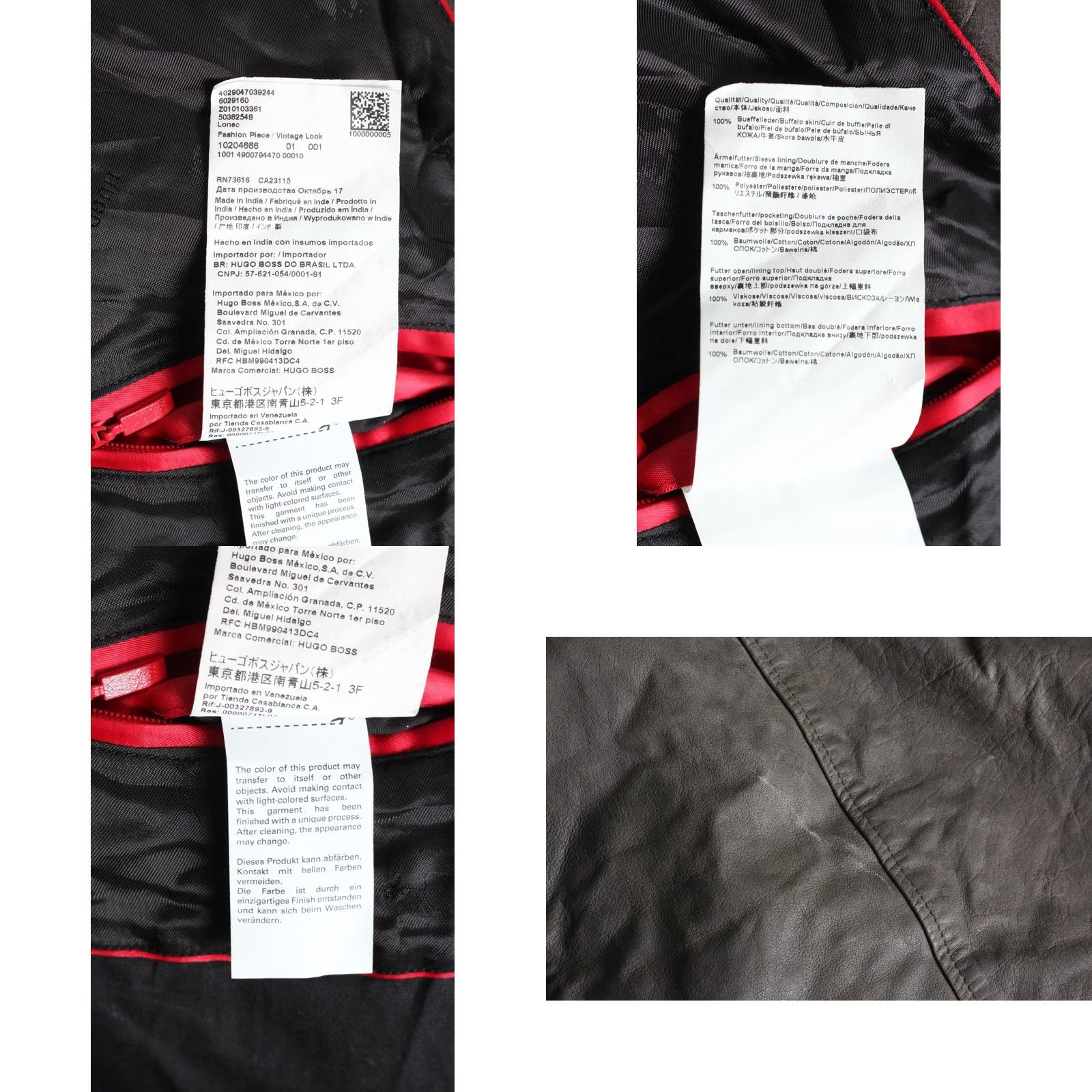 Hugo Boss HUGO BOSS Lonec Leather Jacket Men Size S Biker Grey MJ5422 Size US S / EU 44-46 / 1 - 9 Thumbnail