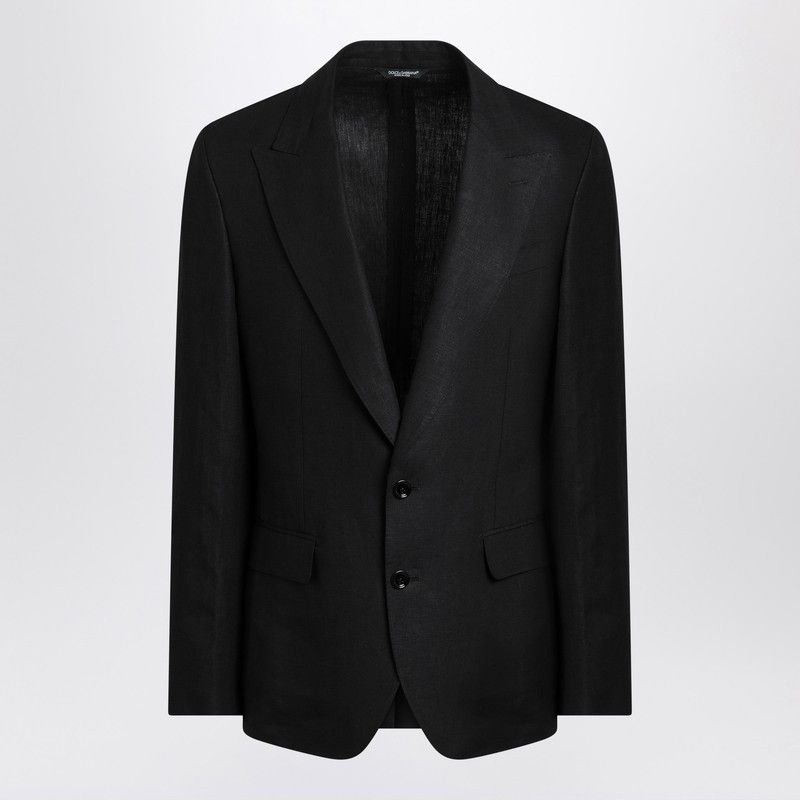 Dolce & Gabbana Dolce&Gabbana Black Single-Breasted Linen Jacket Size US L / EU 52-54 / 3 - 1 Thumbnail