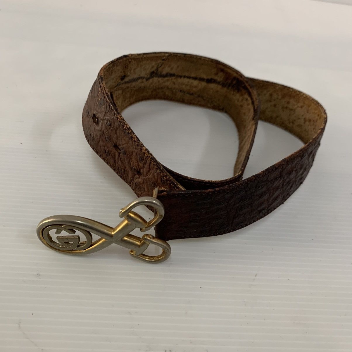 Gucci Gucci Vintage Ostrich Leather Belt Size 34 - 3 Thumbnail