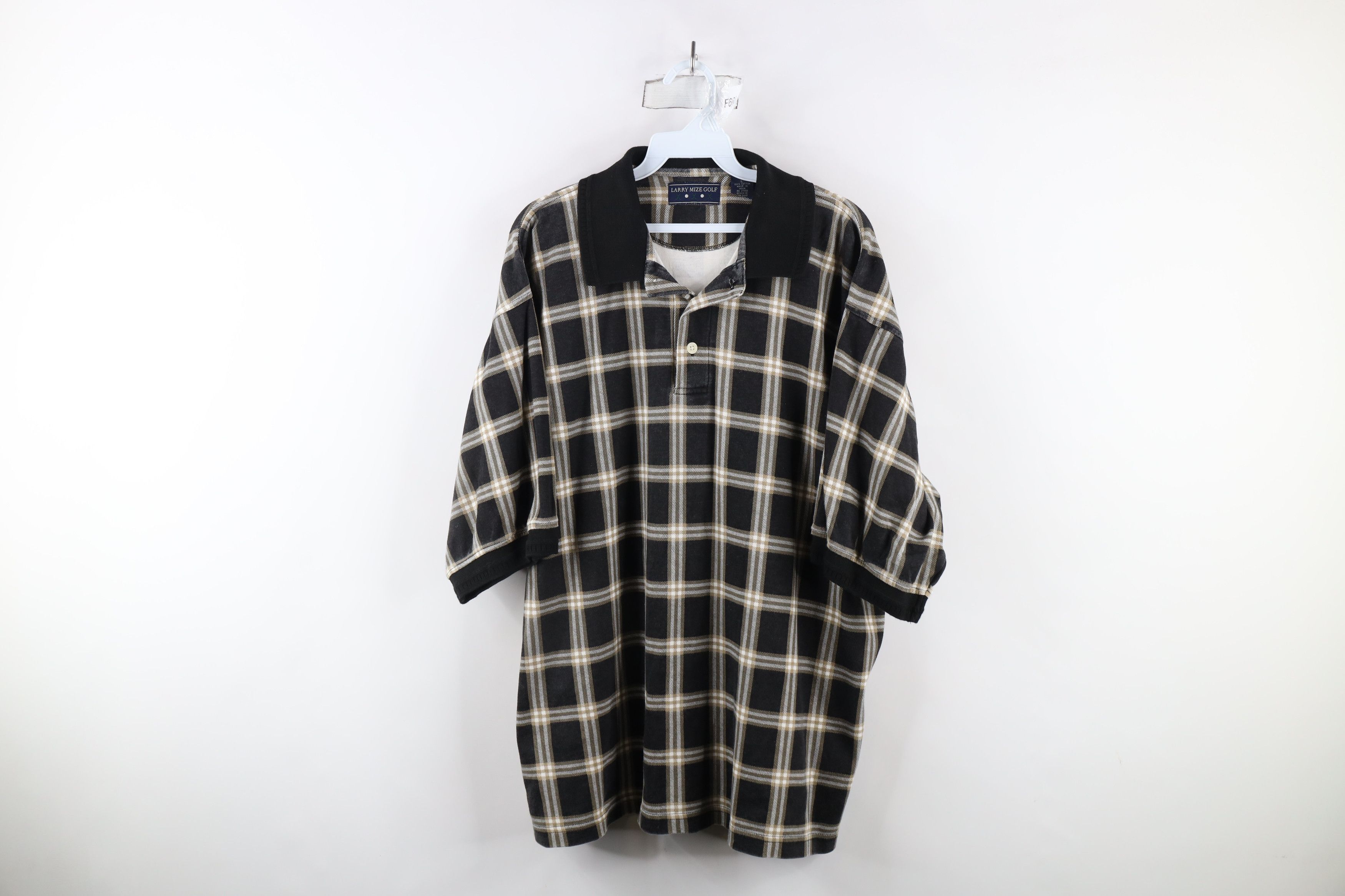 Vintage Vintage 90s Streetwear Heavyweight Fit Polo Shirt Plaid Size US L / EU 52-54 / 3 - 1 Thumbnail