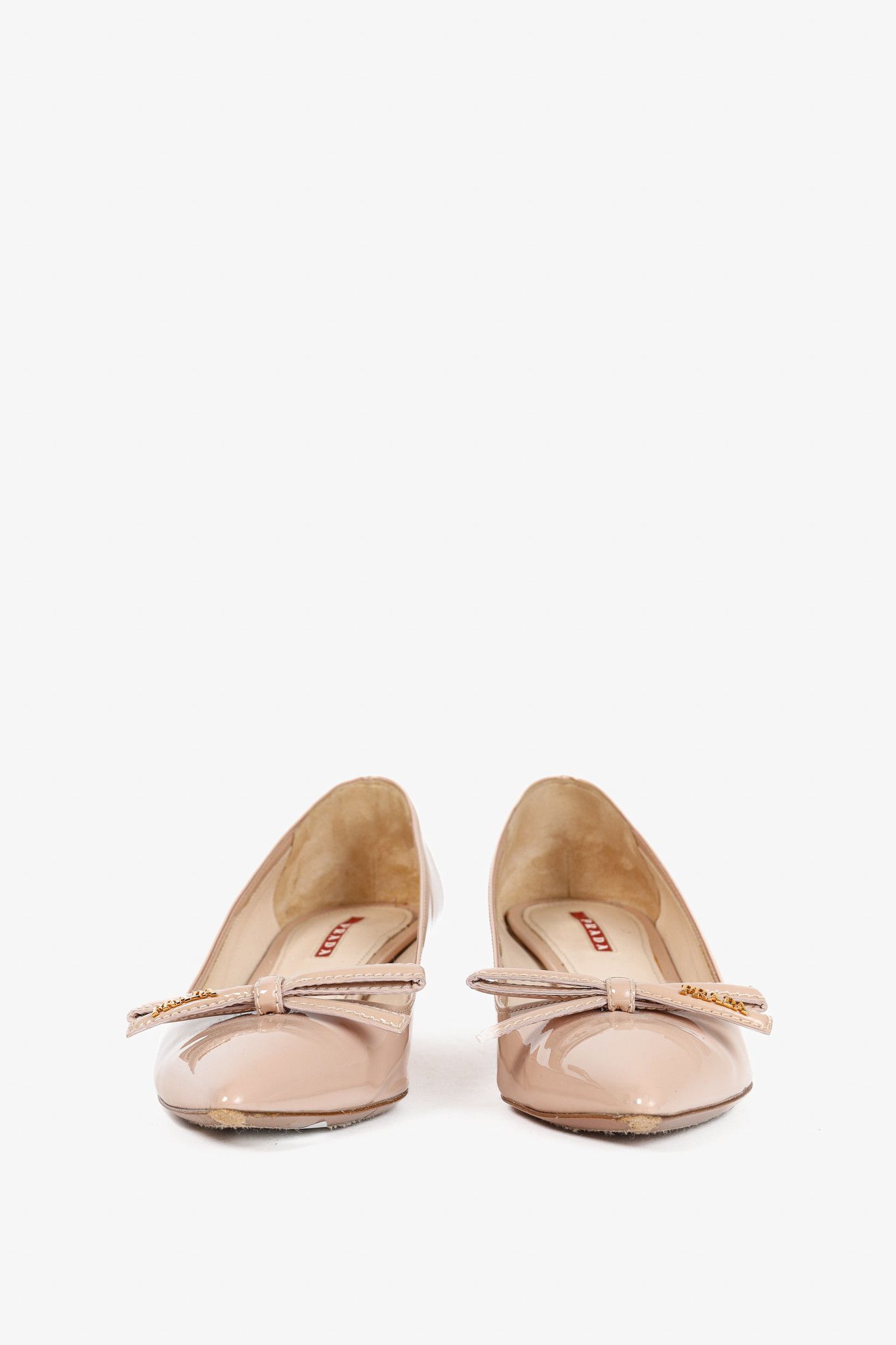 Prada Prada Blush Vernice Bow Pointed-Toe Wedges Size US 8 / IT 38 - 2 Thumbnail