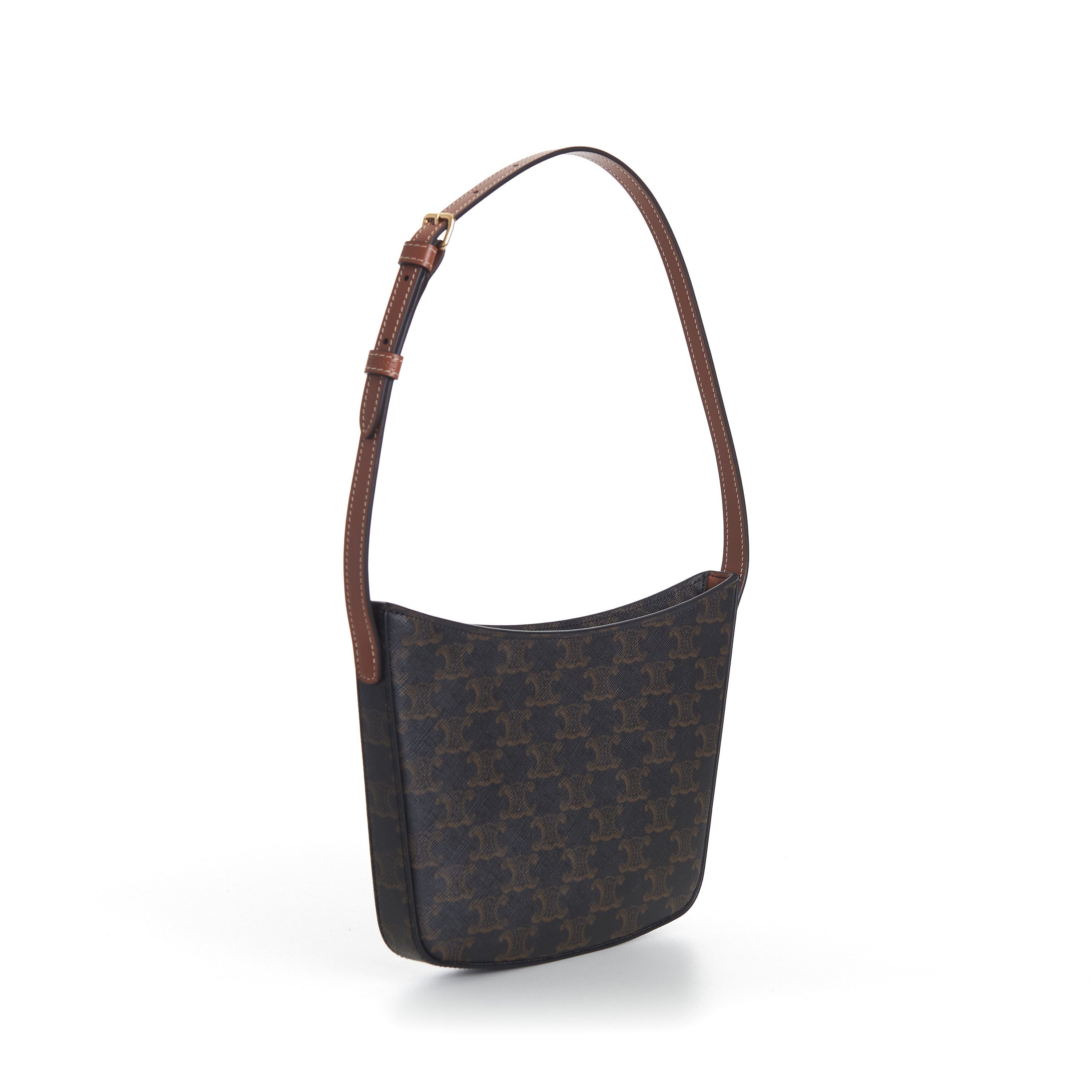 Celine Medium Croque Bag - Tan Triomphe Monogram Canvas & Calfskin Size ONE SIZE - 8 Thumbnail