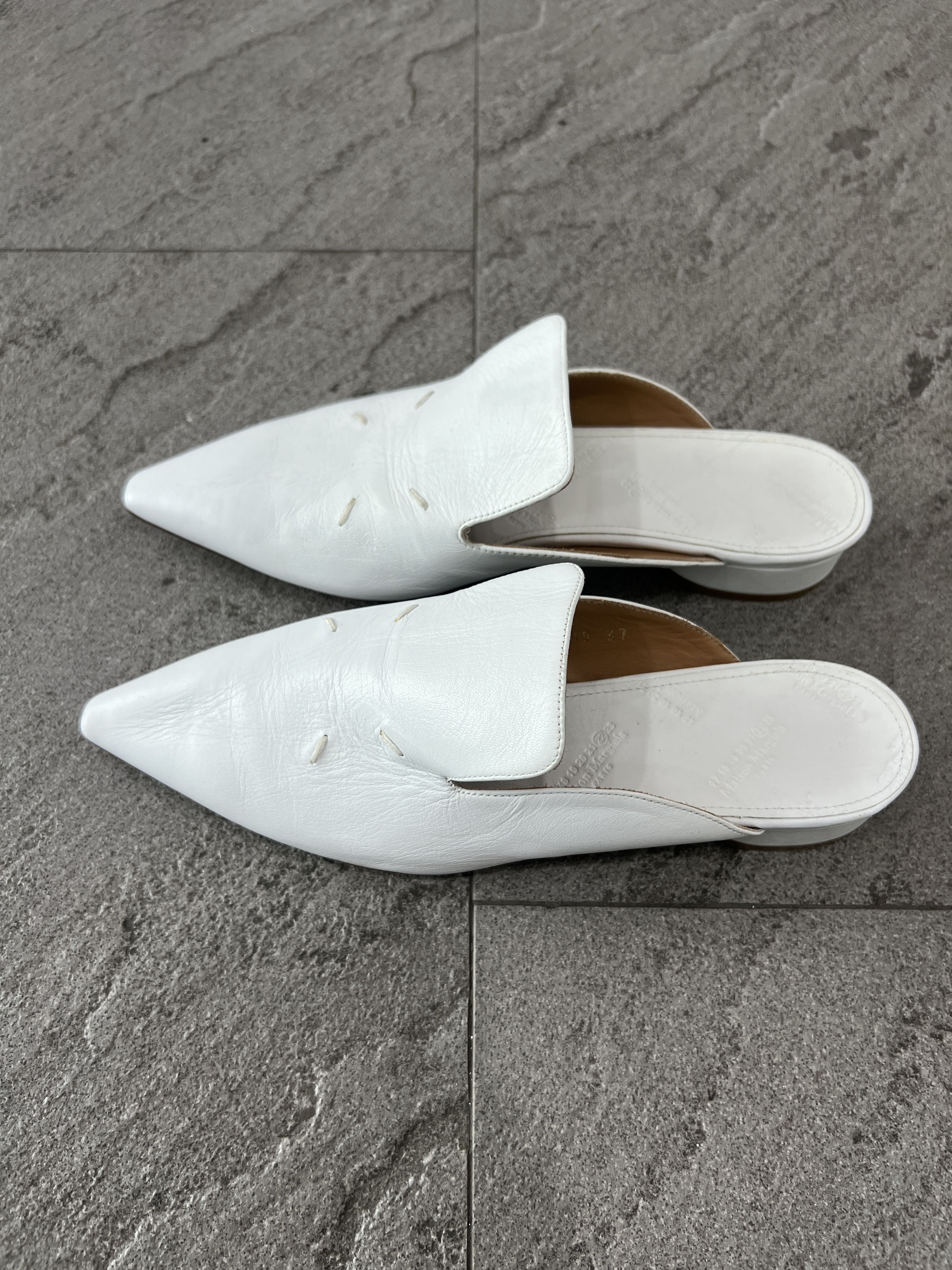 Maison Margiela Maison Margiela KIKI White Leather Pointed Toe Mules EU37 Size US 7 / IT 37 - 2 Thumbnail