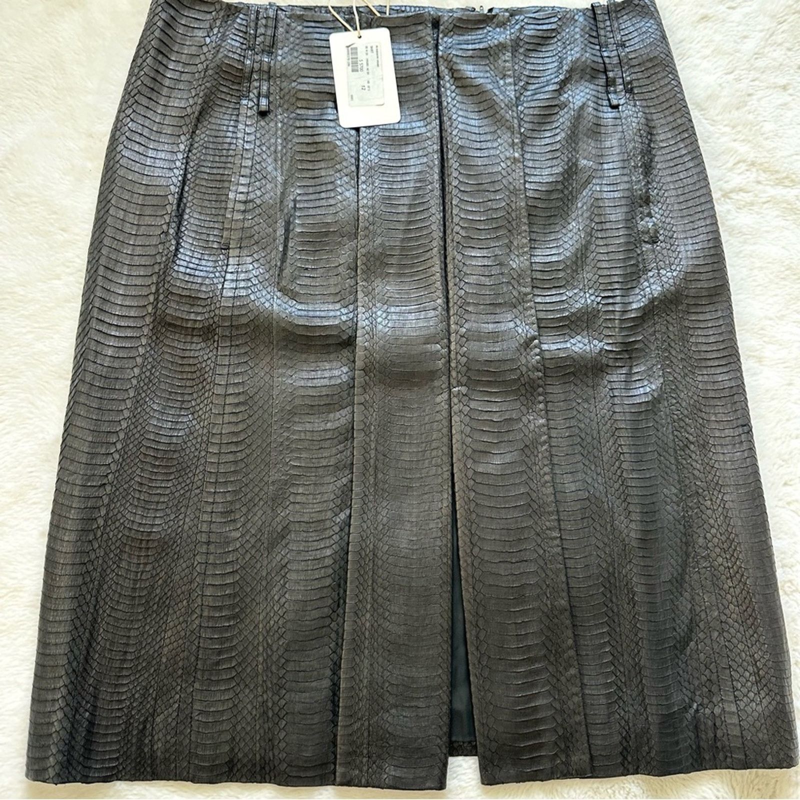 Brioni NWT! Brioni women snake skin leather skirt size 12 US 6500$ Size 34" / US 12 / IT 48 - 6 Thumbnail