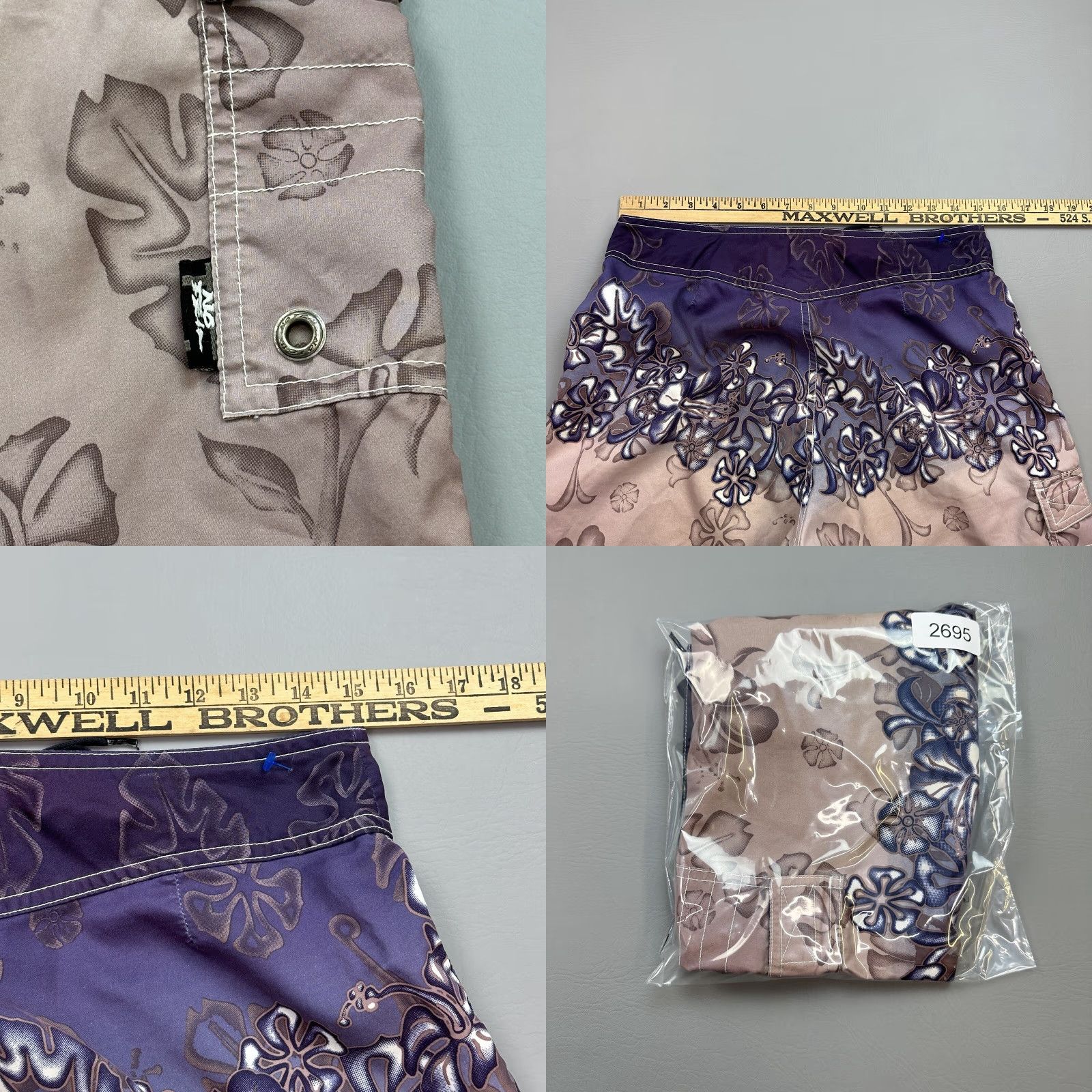 No Fear VINTAGE No Fear Board Shorts Mens 30 Purple Ombre Hawaiian Floral Cargo Y2K Size US 33 - 8 Thumbnail