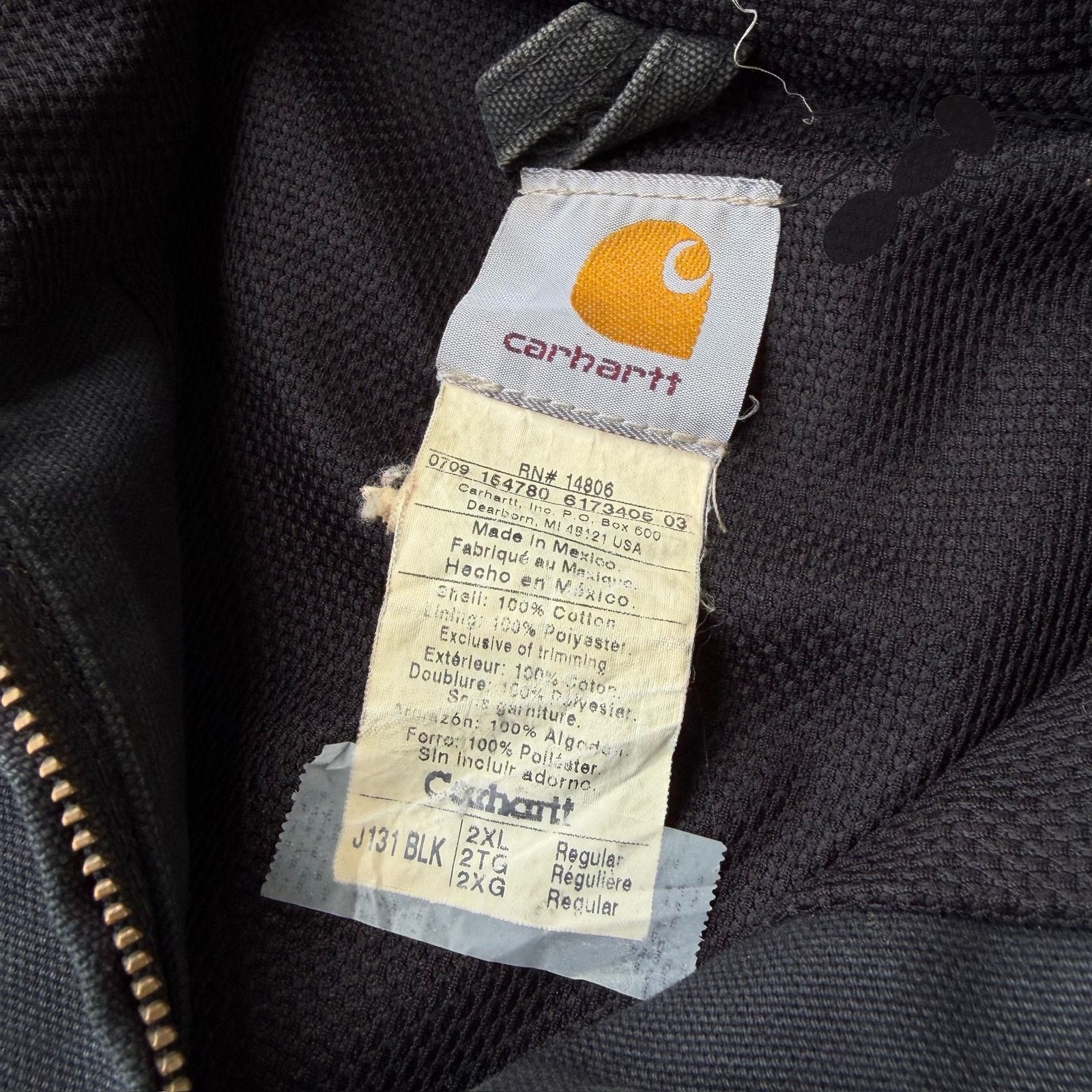 Carhartt × Vintage Carhartt J131 BLK black hooded work wear jacket Size US XXL / EU 58 / 5 - 5 Thumbnail