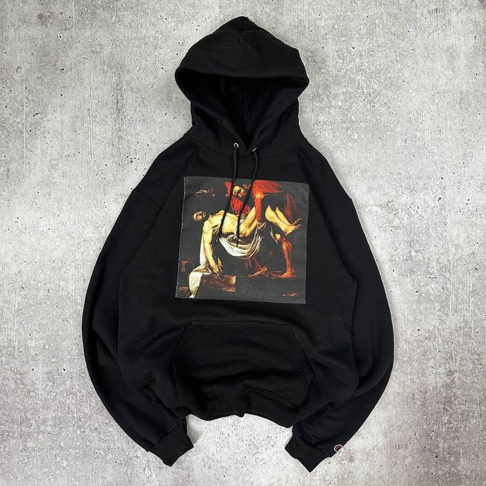 OFF WHITE, RARE Pyrex vision hoodie by Virgil Abloh, Disstressed religion  hoodie