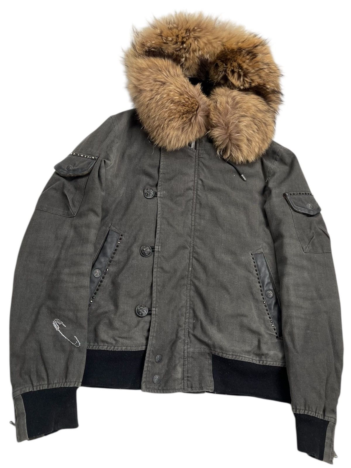 14th Addiction Roar Studded RIRI Zipper Fur Jacket Size US S / EU 44-46 / 1 - 5 Thumbnail