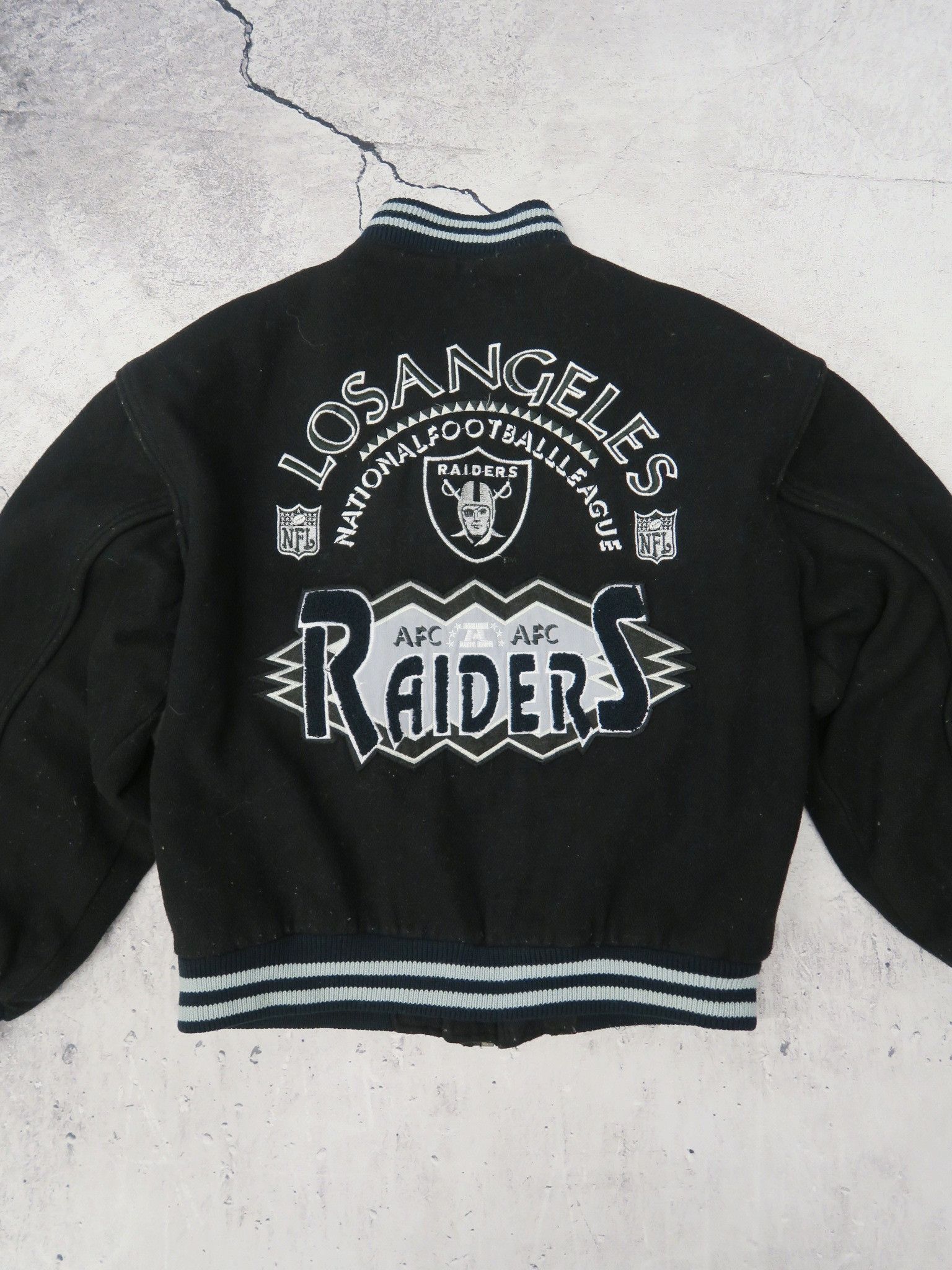 image of Nfl Campri L.a. Raiders Vintage Wool Jacket L in Black, Men's (Size Large)