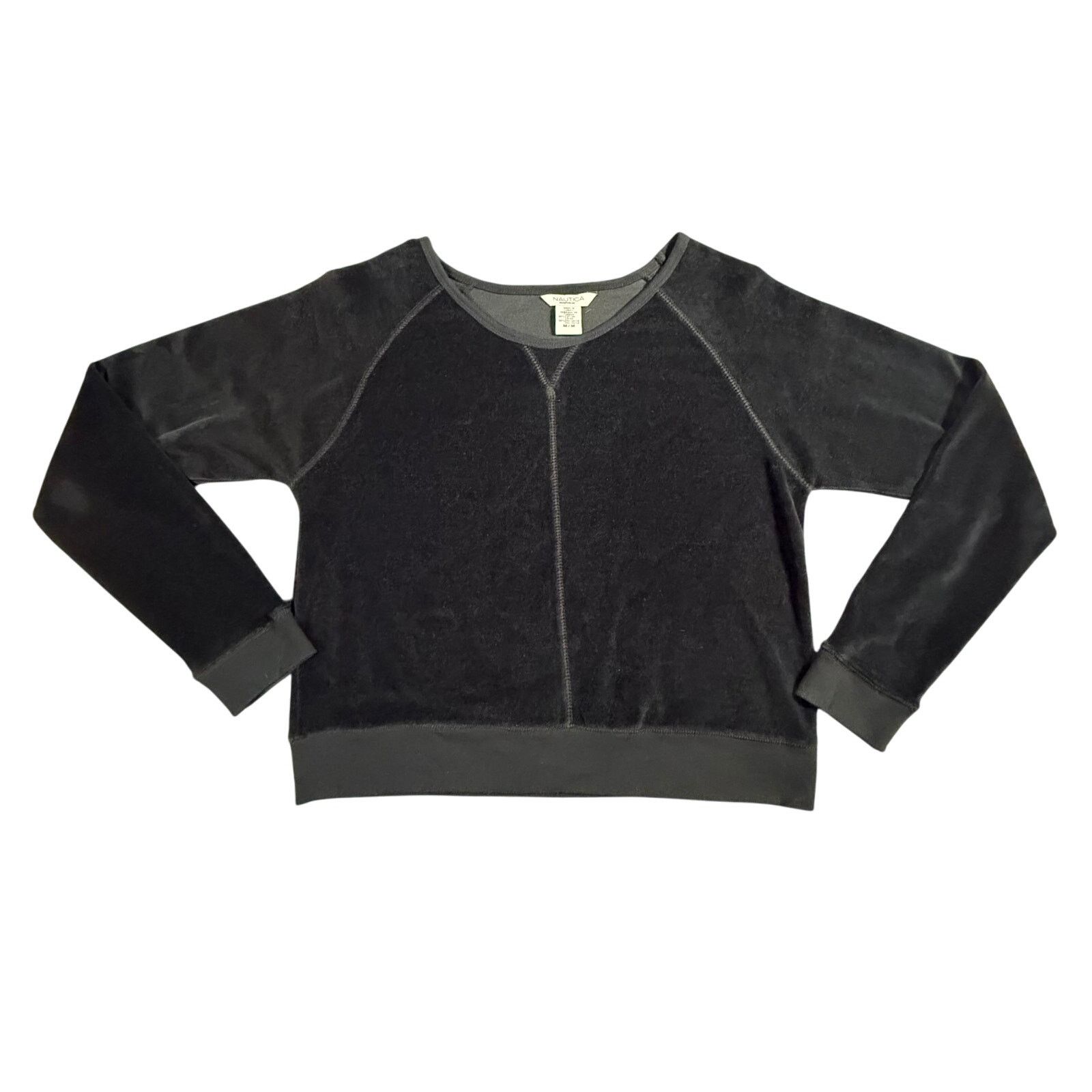 Nautica Vintage Y2K Nautica Sleepwear Black Velour Long Sleeve Top Size M / US 6-8 / IT 42-44 - 1 Thumbnail