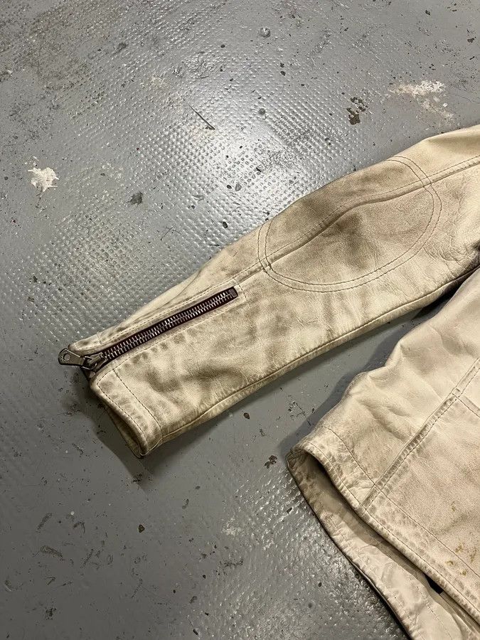 Dolce & Gabbana 2000s Dolce & Gabbana Striped Eroded Cream Leather Moto Jacket Size US S / EU 44-46 / 1 - 8 Thumbnail