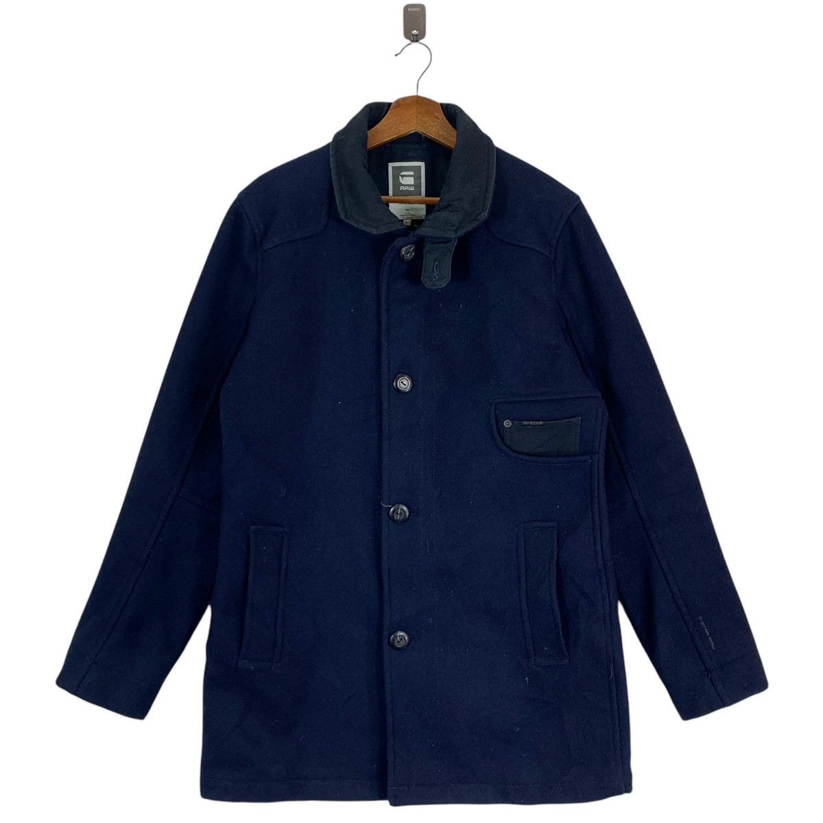 G-Star × Vintage VINTAGE G-STAR RAW JACKET WOOL NAVY Size US L / EU 52-54 / 3 - 1 Thumbnail