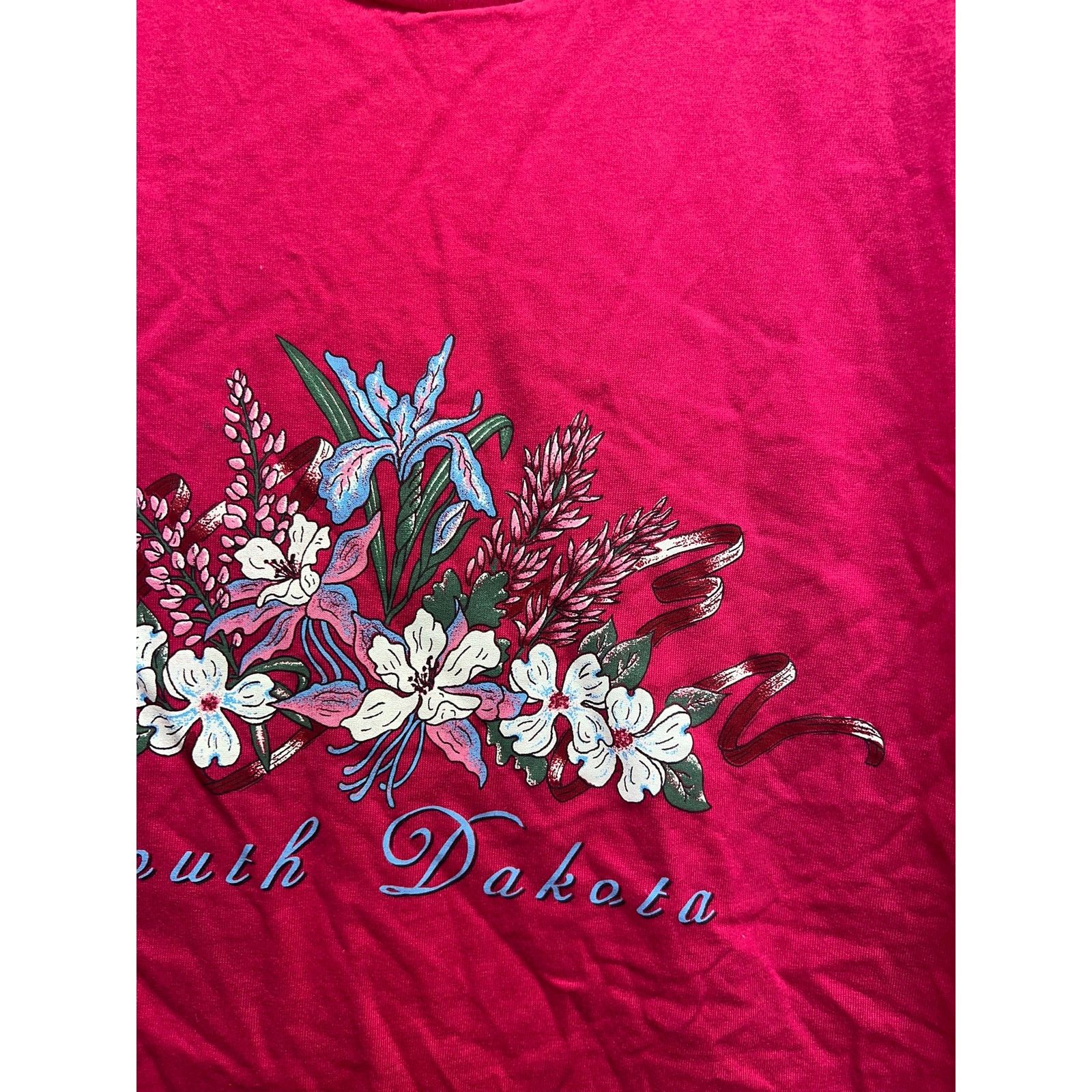 Jerzees Vintage South Dakota Shirt Pink Flower Pink Tee 90s Large L Size US L / EU 52-54 / 3 - 3 Thumbnail