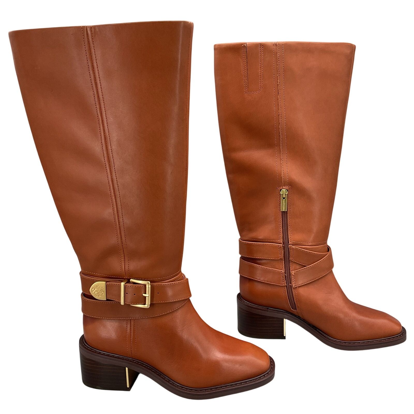 Vince Camuto Vince Camuto Women Gini Buckled Riding Boot Brown Size 7W XC Size US 7 / IT 37 - 1 Thumbnail