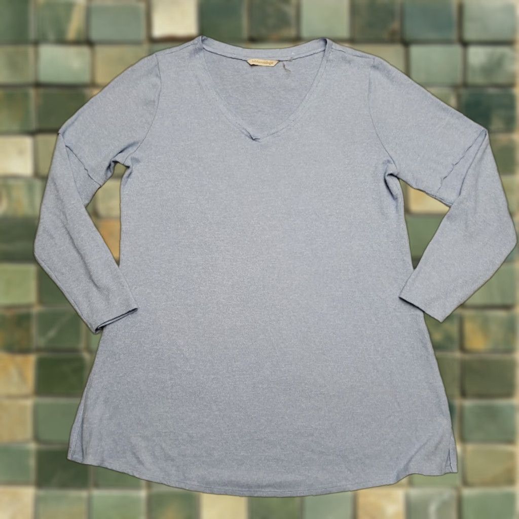 Soft Surroundings Soft Surroundings Tunic White? Blue 3/4 Sleeve V-Neck Pullover Top Womens L Blue Tunic Pullover Casual 3/4 Sleeve Womens L Size L / US 10 / IT 46 - 1 Thumbnail