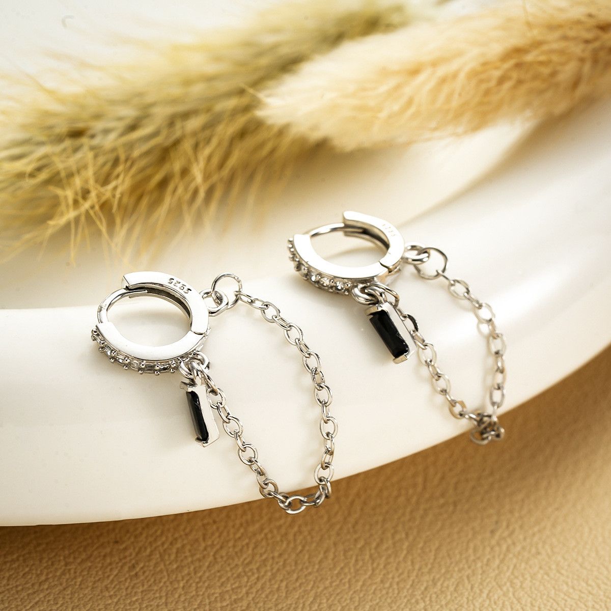 Jewelry Modern Earrings One Pairs Chrome Jewelry Size ONE SIZE - 3 Thumbnail