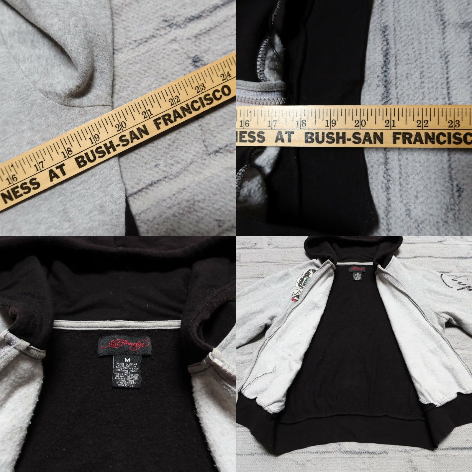 Ed Hardy Vintage Ed Hardy Hoodie Jacket Size M Womens Heather Black Two Tone Rose Black Size M / US 6-8 / IT 42-44 - 8 Thumbnail