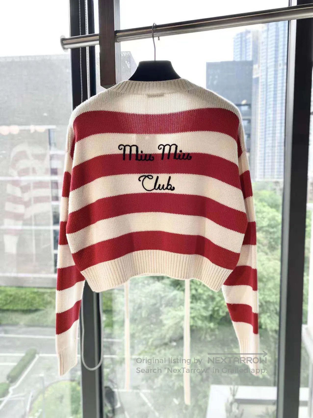 Miu Miu Miu Miu Short red and white striped V-neck lace-up cashmer Size XS / US 0-2 / IT 36-38 - 3 Thumbnail