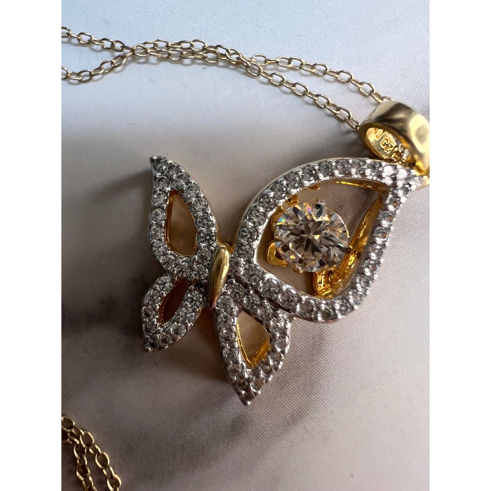 Other Butterfly CZ pendant in YG over 925 with 18 inch chain Size ONE SIZE - 1 Thumbnail