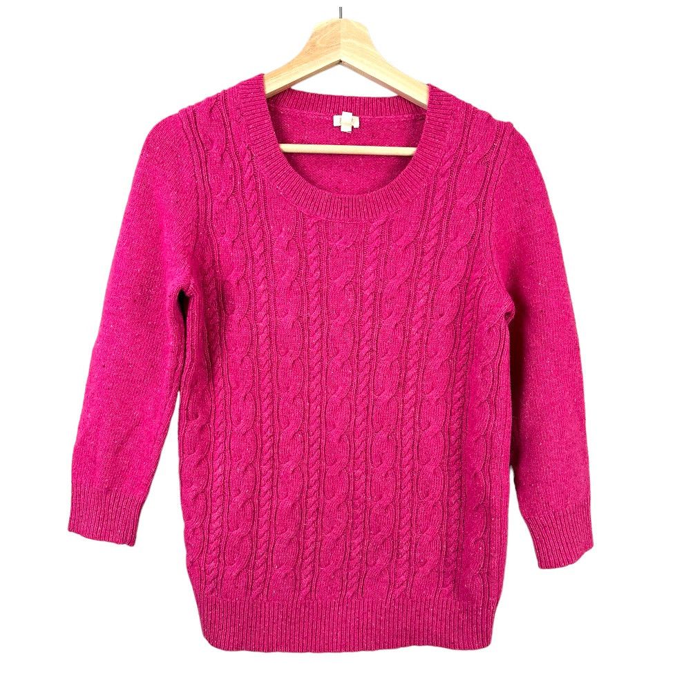 J.Crew J Crew Pink Lambs Wool Cable Knit Cableknit Sweater S Small Size S / US 4 / IT 40 - 1 Thumbnail