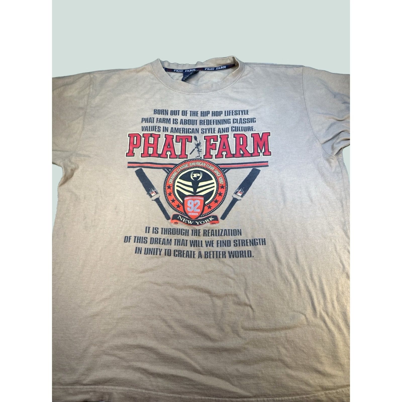 Vintage VINTAGE Phat Farm 92 Graphic Tee Shirt Tan XXL Hip Hop Streetwear T-Shirt NYC Rare Mens Size US XXL / EU 58 / 5 - 1 Thumbnail