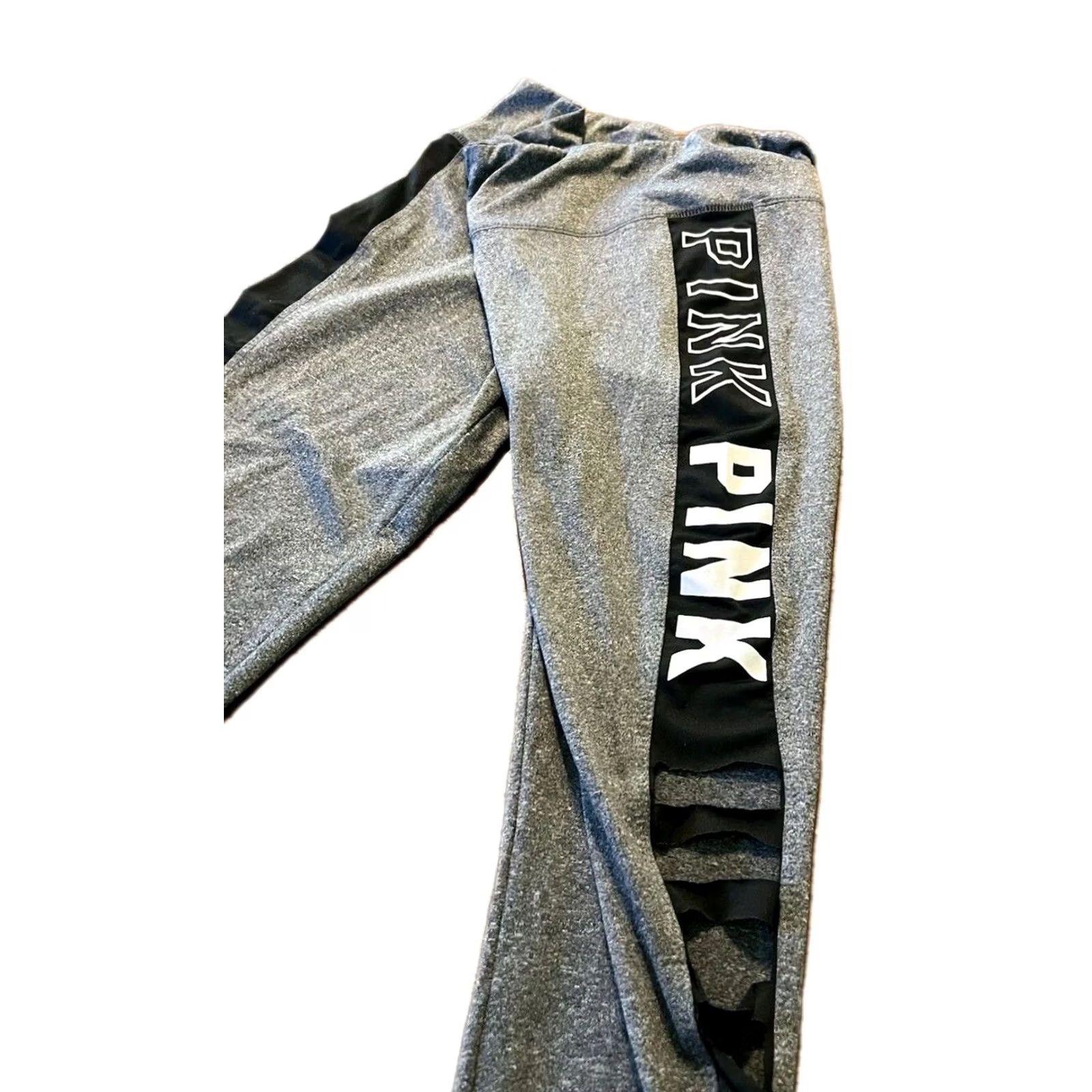 Vintage Victoria's Secret PINK Leggings Womens L Gray Cut Out Se... Size 36" / US 14 / IT 50 - 3 Thumbnail
