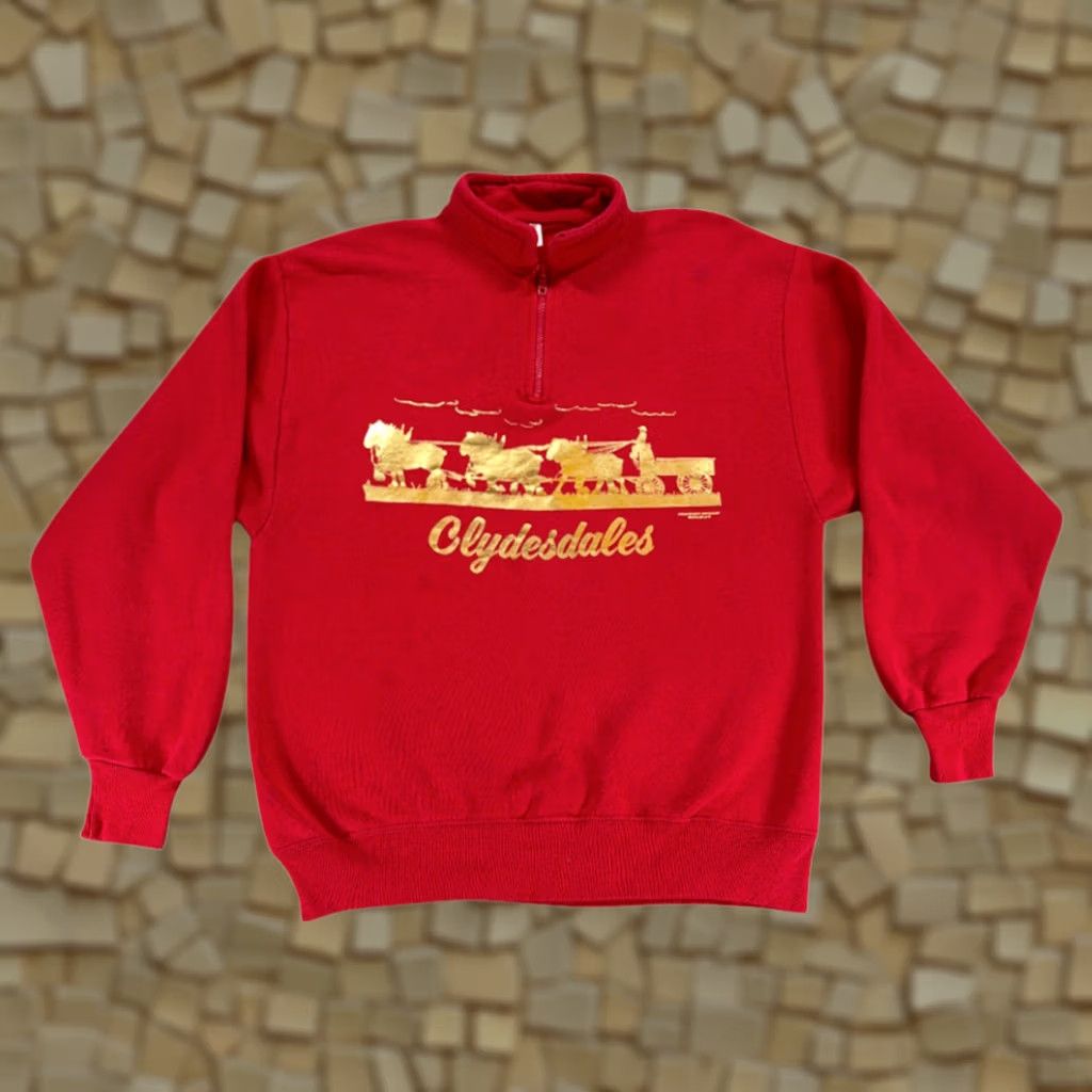 Jerzees VINTAGE Jerzees Red Clydesdales Sweatshirt 90s Sweater Shirt Pullover M Red Mens Size US M / EU 48-50 / 2 - 1 Thumbnail