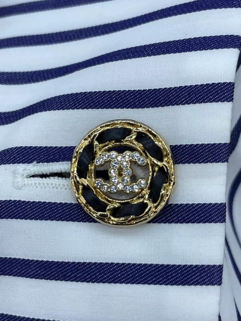 Chanel Chanel 22S blue and white striped double-breasted jacket 25 Size XXS / US 00 / IT 34 - 4 Thumbnail