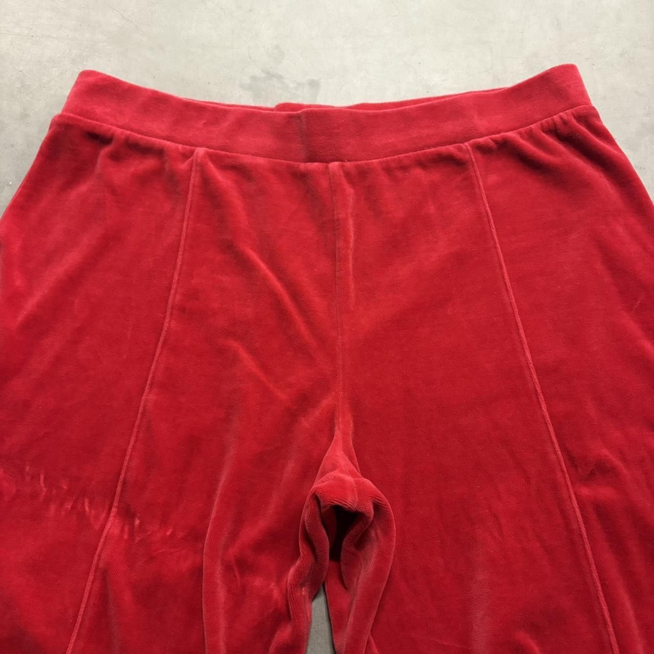 Vintage Crazy Vintage Y2K/2000s Super Baggy Wideleg Red Velour Velvet Sweatpants! Size US 36 / EU 52 - 3 Thumbnail