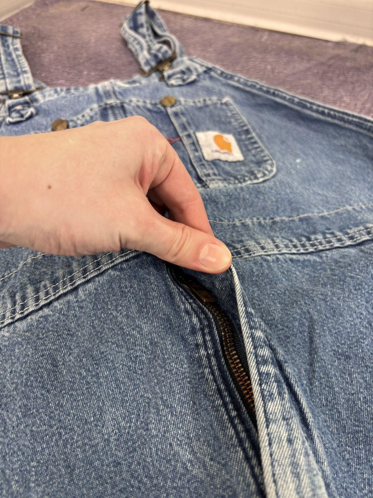 Carhartt Vintage Carhartt Blue Denim Bib Overalls R08 DNM Carpenter Size US 38 / EU 54 - 8 Thumbnail