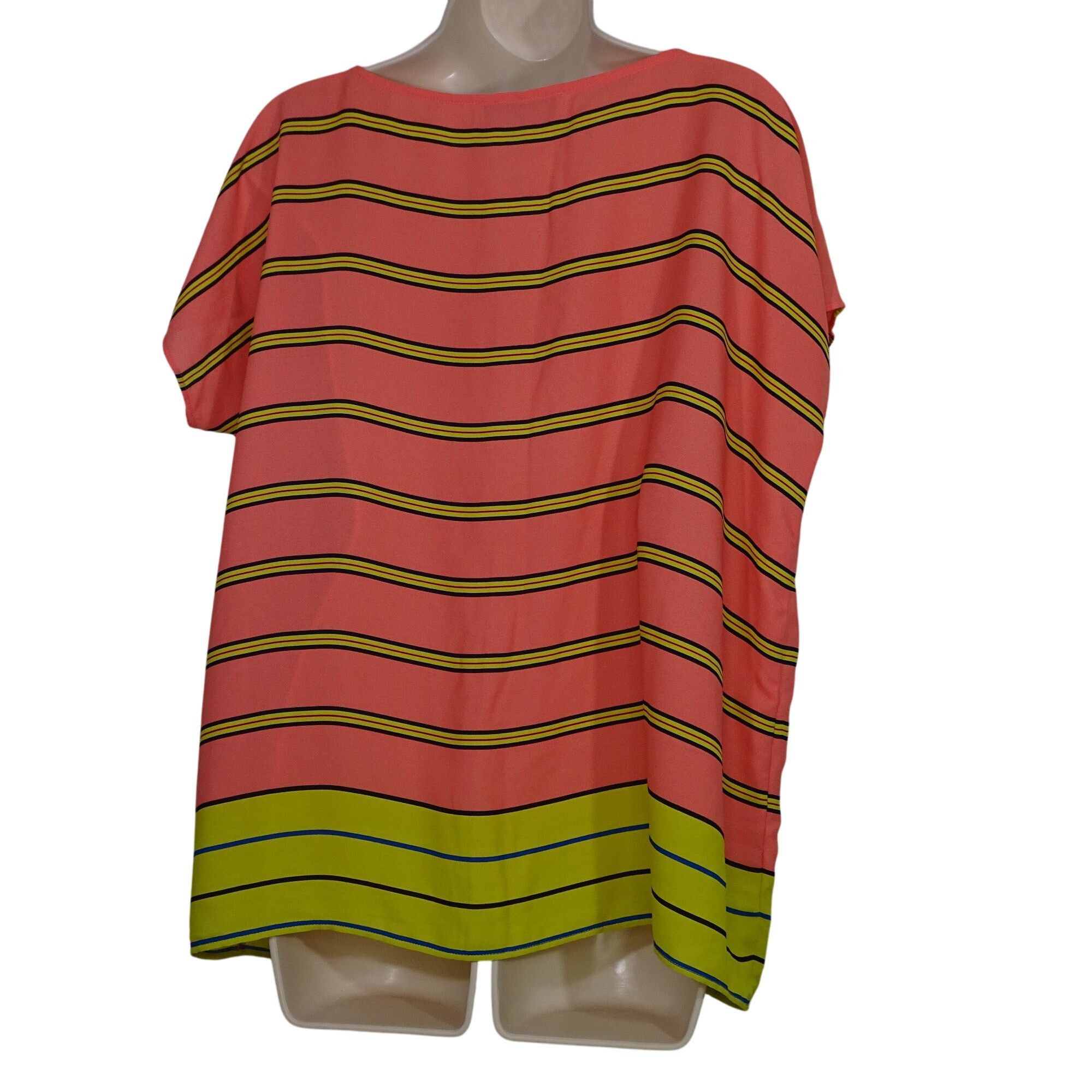 Loft Ann Taylor Loft Pink Yellow Striped Short Sleeve Top Size M Size M / US 6-8 / IT 42-44 - 3 Thumbnail