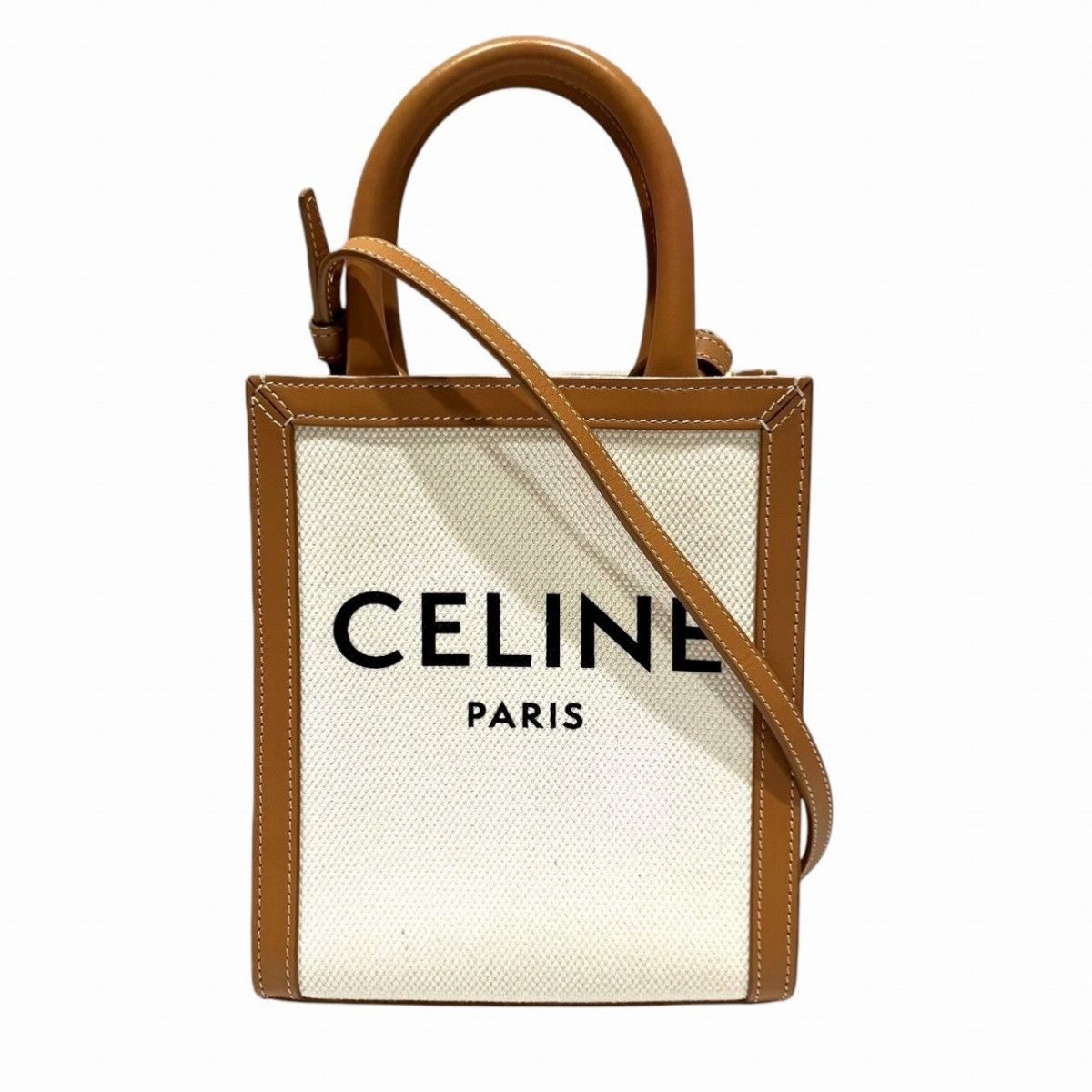 Celine Celine Mini Vertical Cabas Calfskin Canvas Shoulder Bag Leather Shoulder Bag 193302BNZ.02NT DUTY FREE for USA