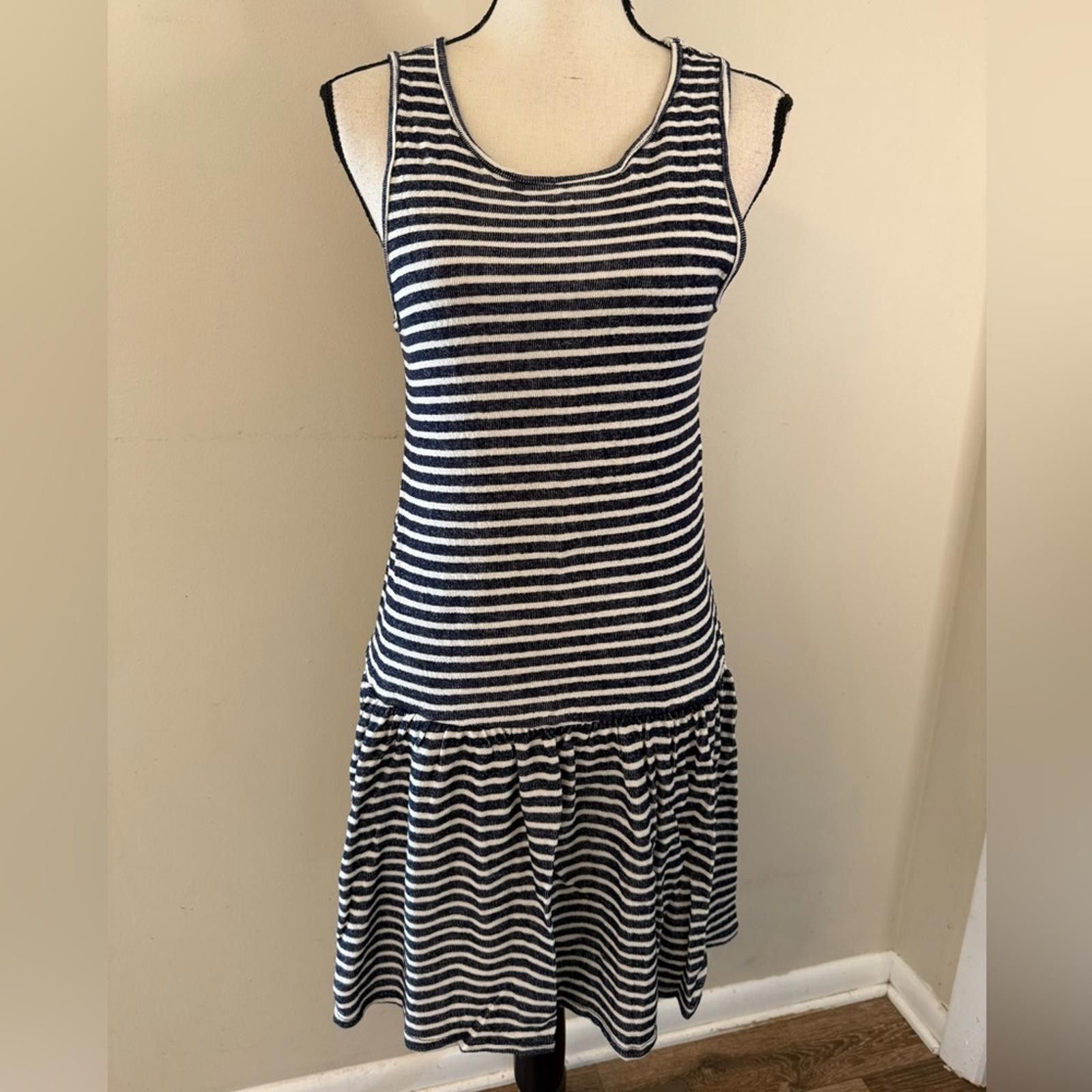 The Game Gaze black cream striped tank dress scoop neck ruffled XS Size XS / US 0-2 / IT 36-38 - 1 Thumbnail