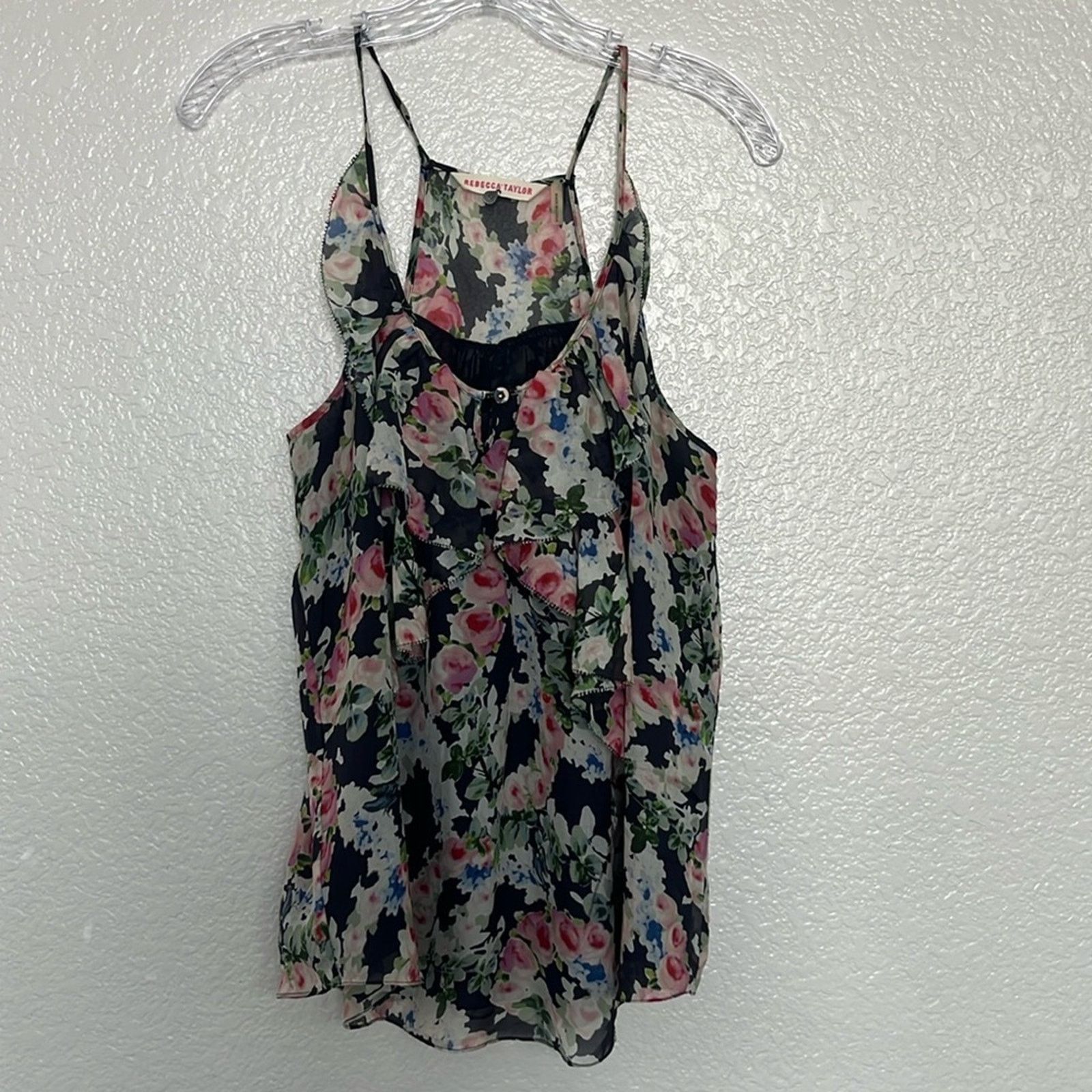 Rebecca Taylor Rebecca Taylor Black Pink Floral Silk Top Size 8 Size M / US 6-8 / IT 42-44 - 1 Thumbnail