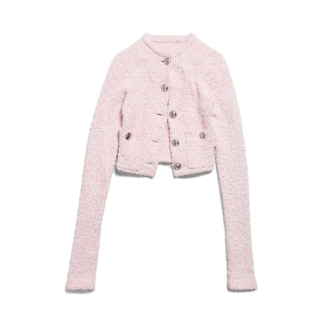 Balenciaga o1srvl11e1025 Cropped Cardigan in Pink Size XL / US 12-14 / IT 48-50 - 1 Thumbnail