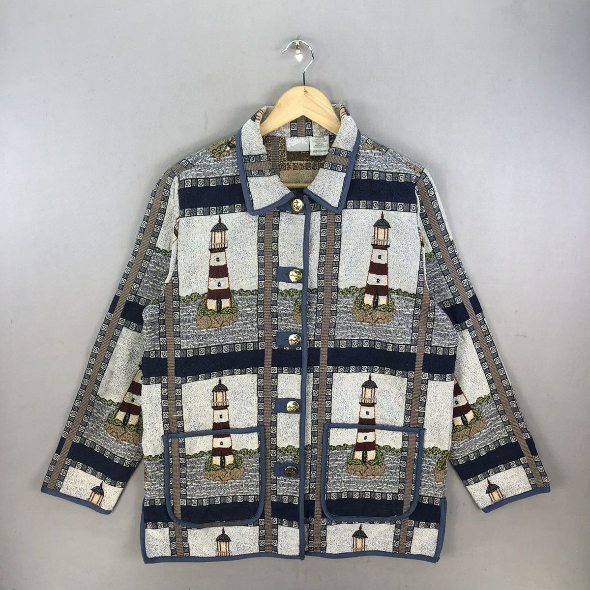 Blair Vintage 2000s Blair Light House Motif Button Up Twill Jacket Size M / US 6-8 / IT 42-44 - 1 Thumbnail